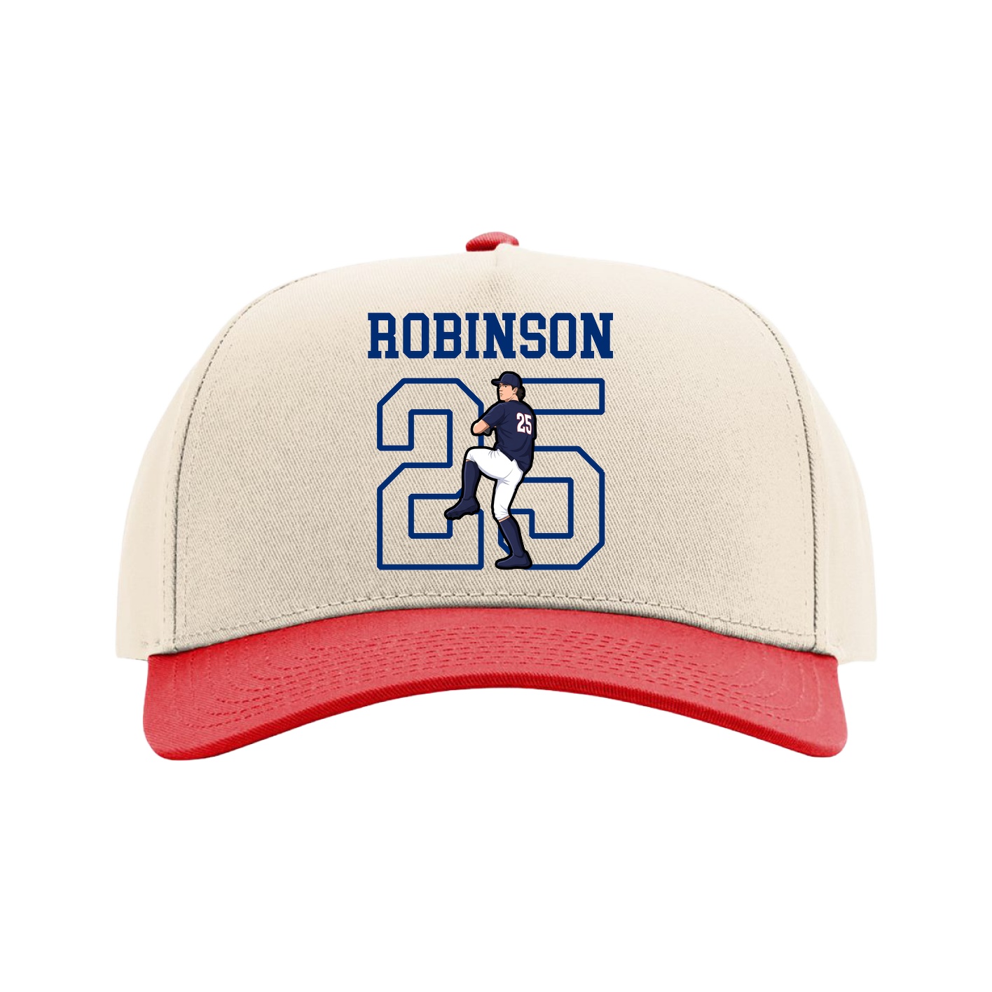 Full Fabric Five-Panel Champ Cap — Shirsey in Cream/Red