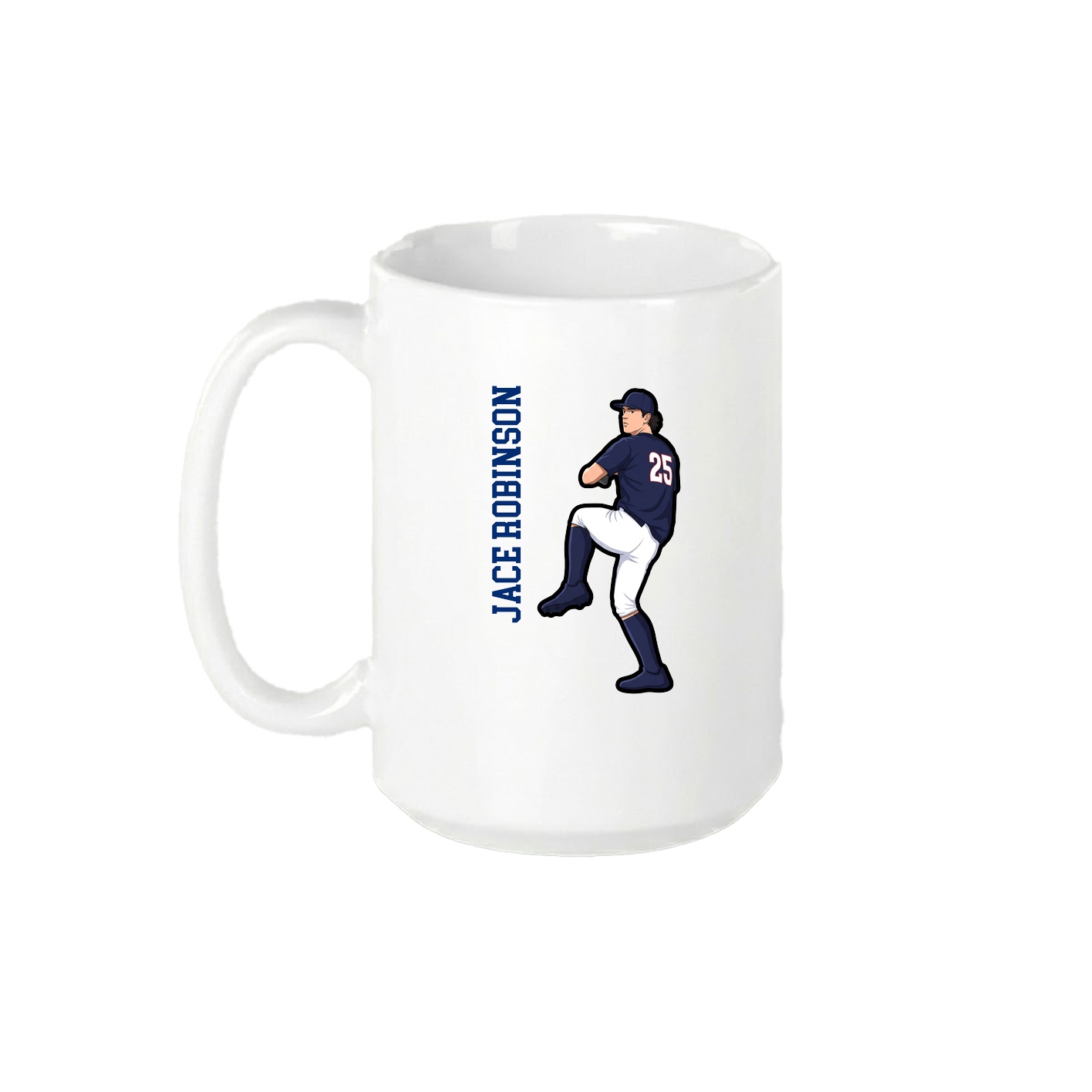 15oz Coffee Mug — Name Vertical in White