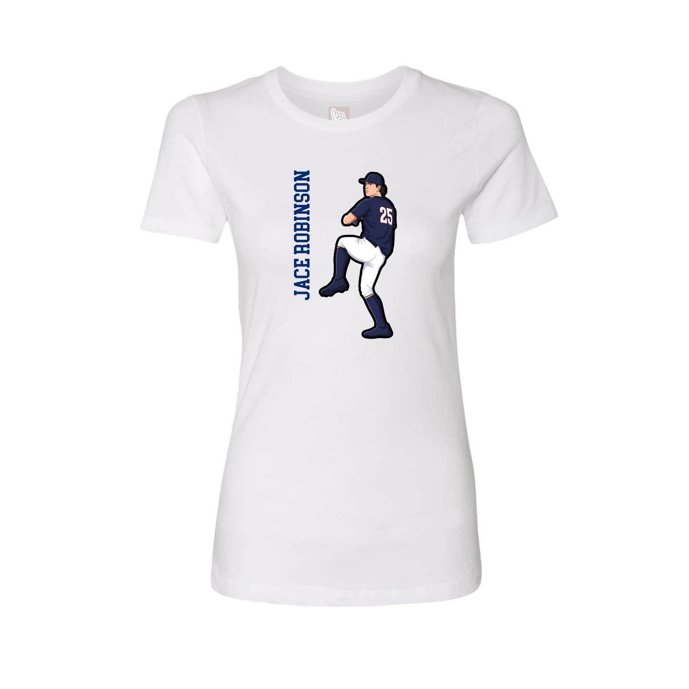 Fitted Women's Tee — Name Vertical in White