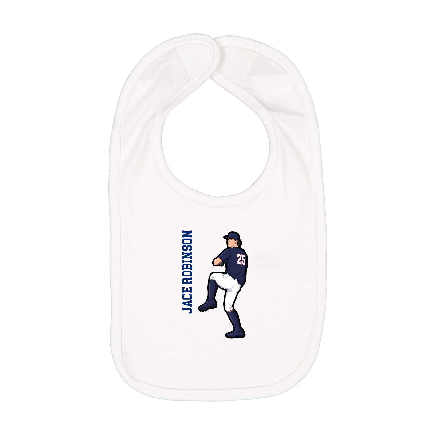 Infant Bib — Name Vertical in White