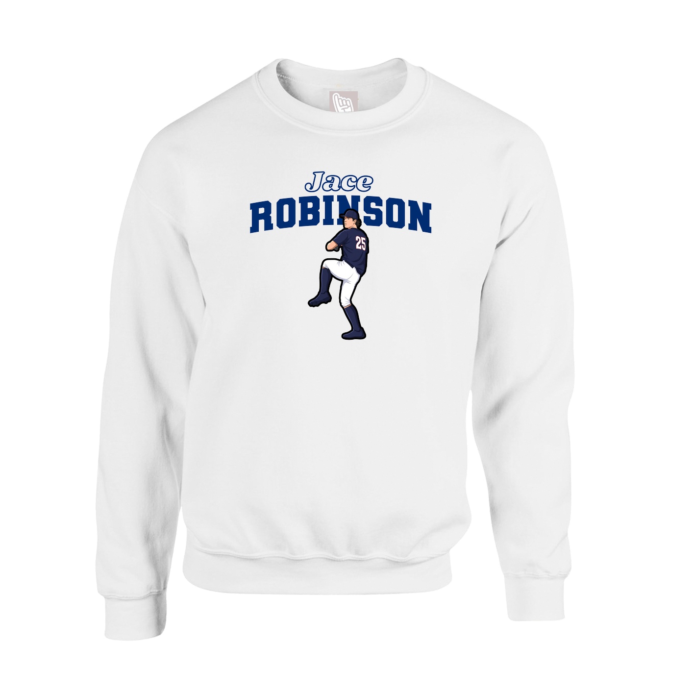 Fleece Crew — Name Arch in White