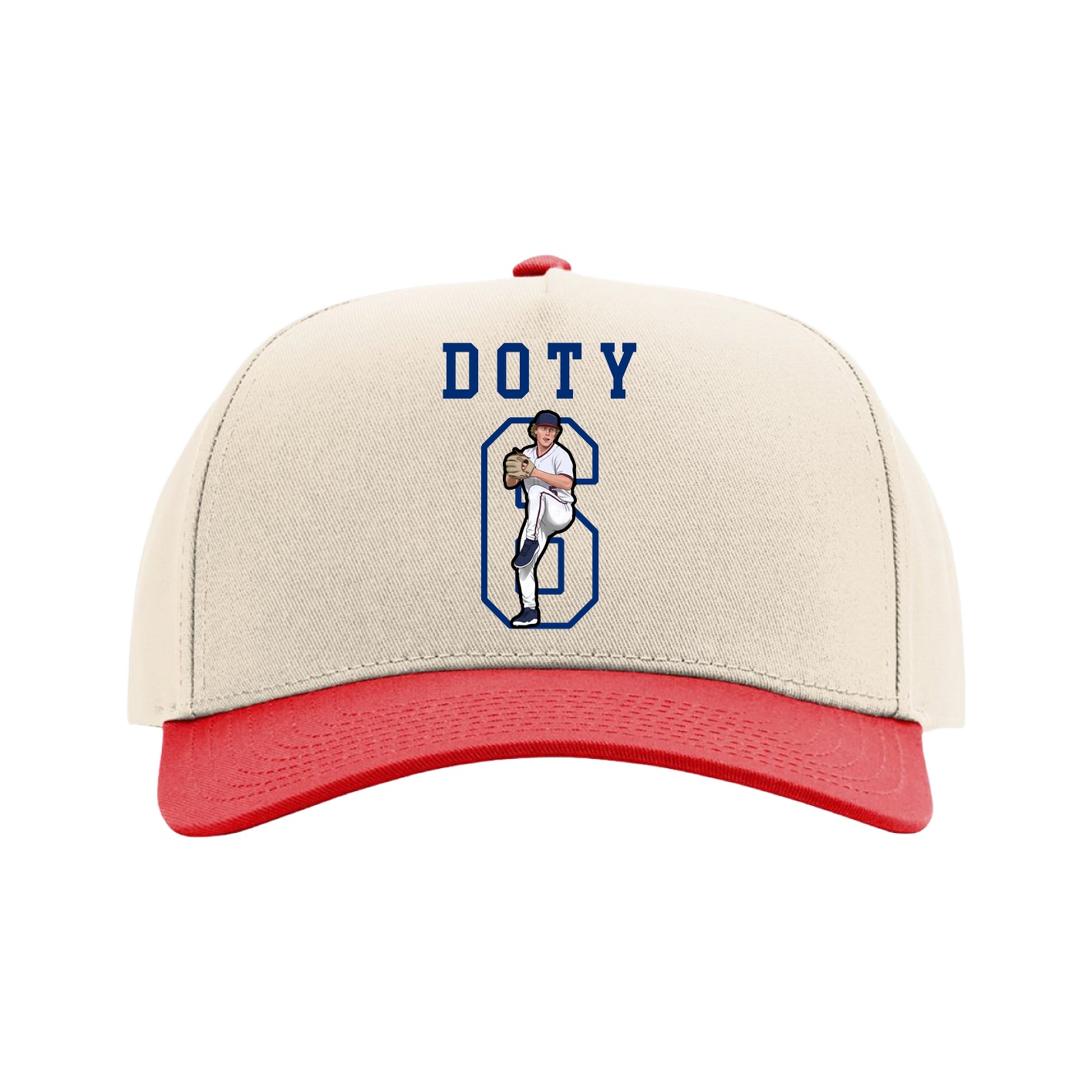 Full Fabric Five-Panel Champ Cap — Shirsey in Cream/Red
