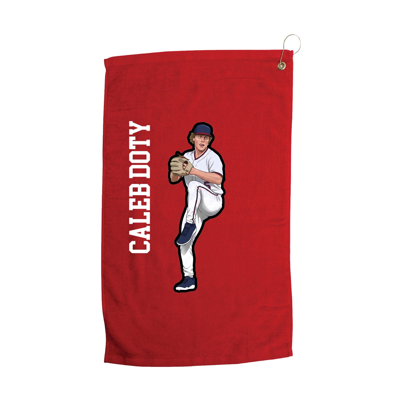 Golf Towel — Name Vertical in Red