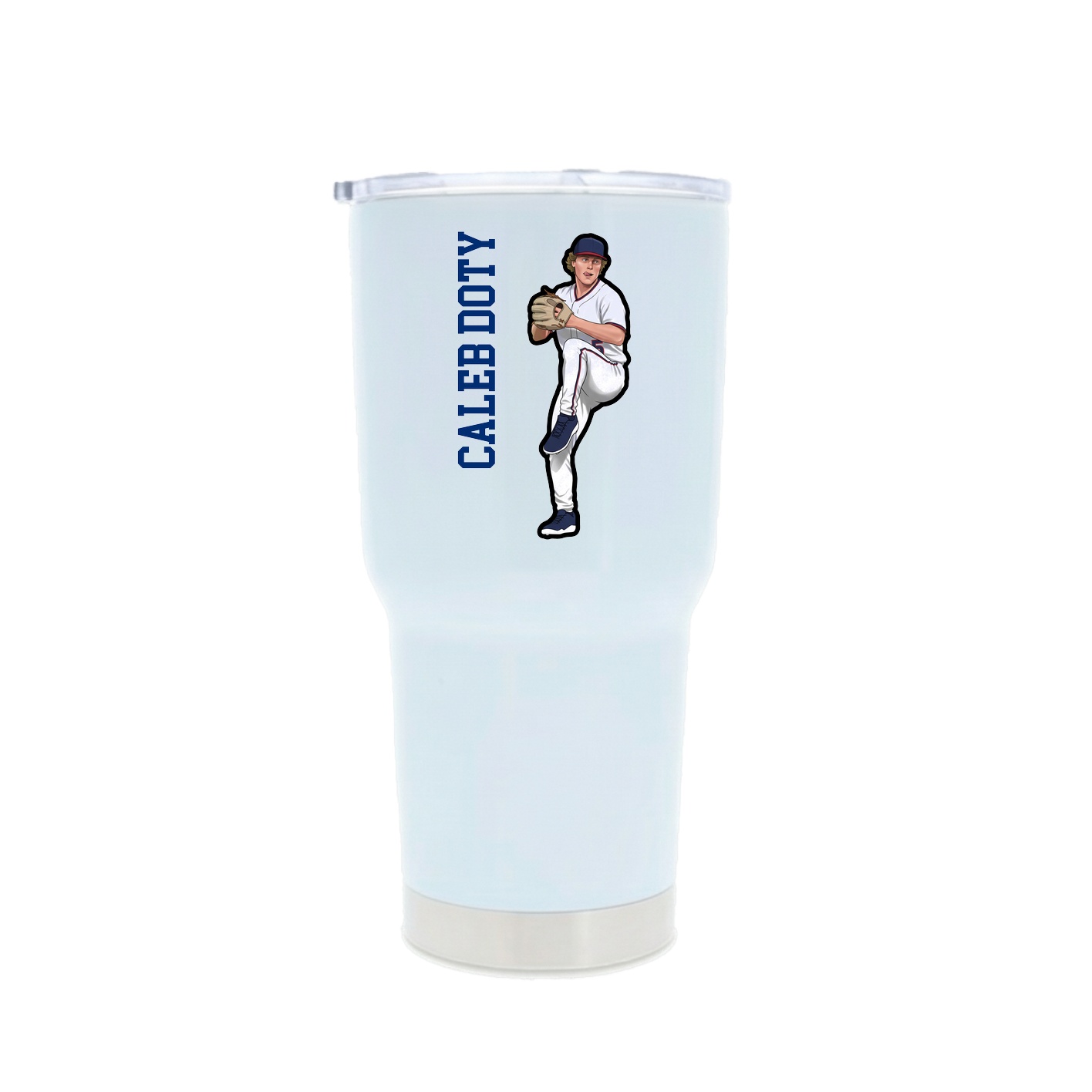 30oz Stainless Steel Tumbler — Name Vertical in White