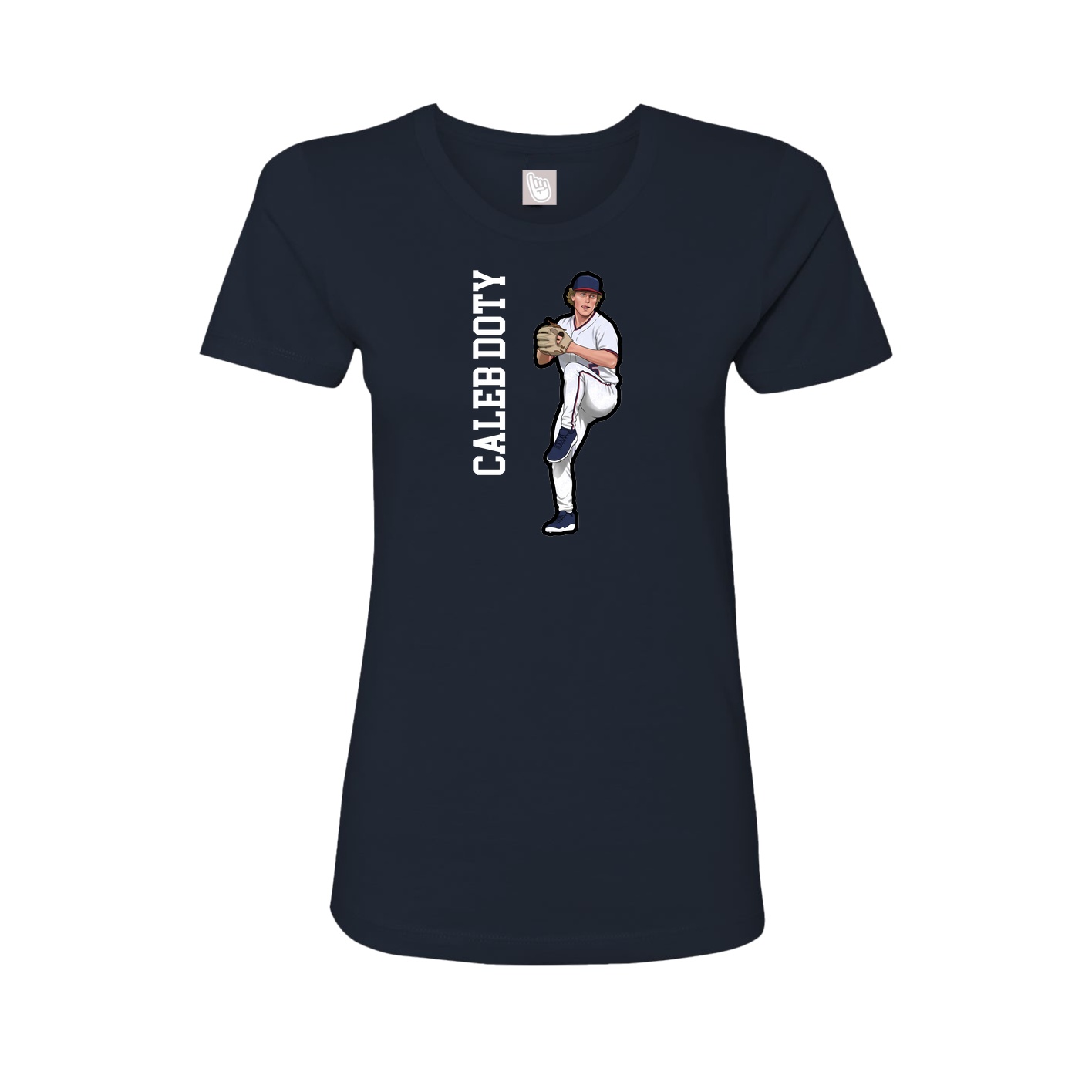 Fitted Women's Tee — Name Vertical in Navy