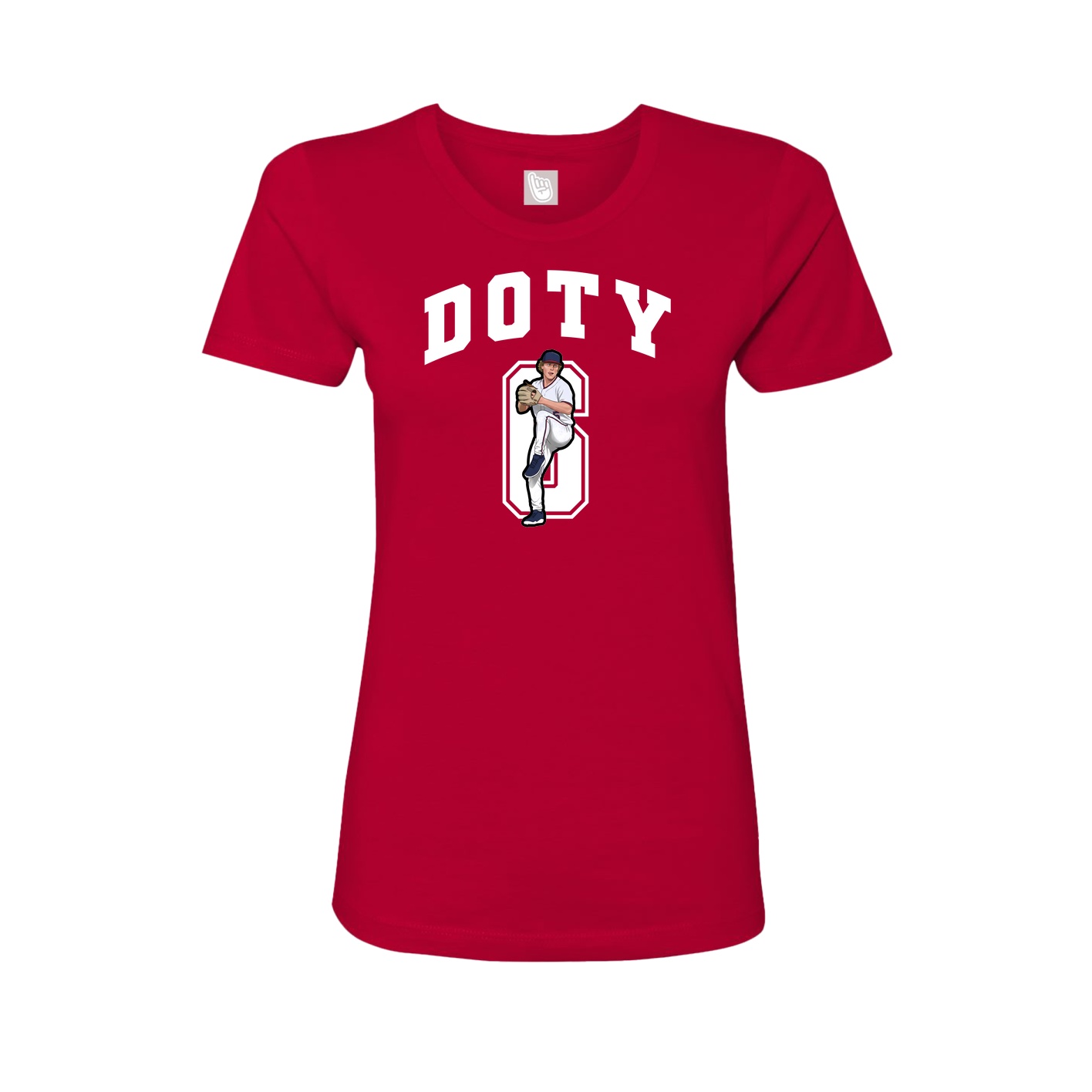 Fitted Women's Tee — Number in Red