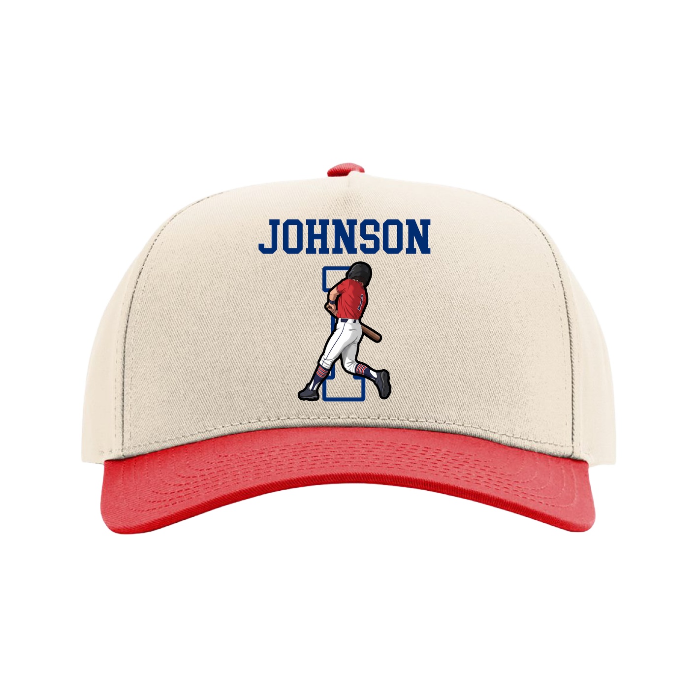 Full Fabric Five-Panel Champ Cap — Shirsey in Cream/Red