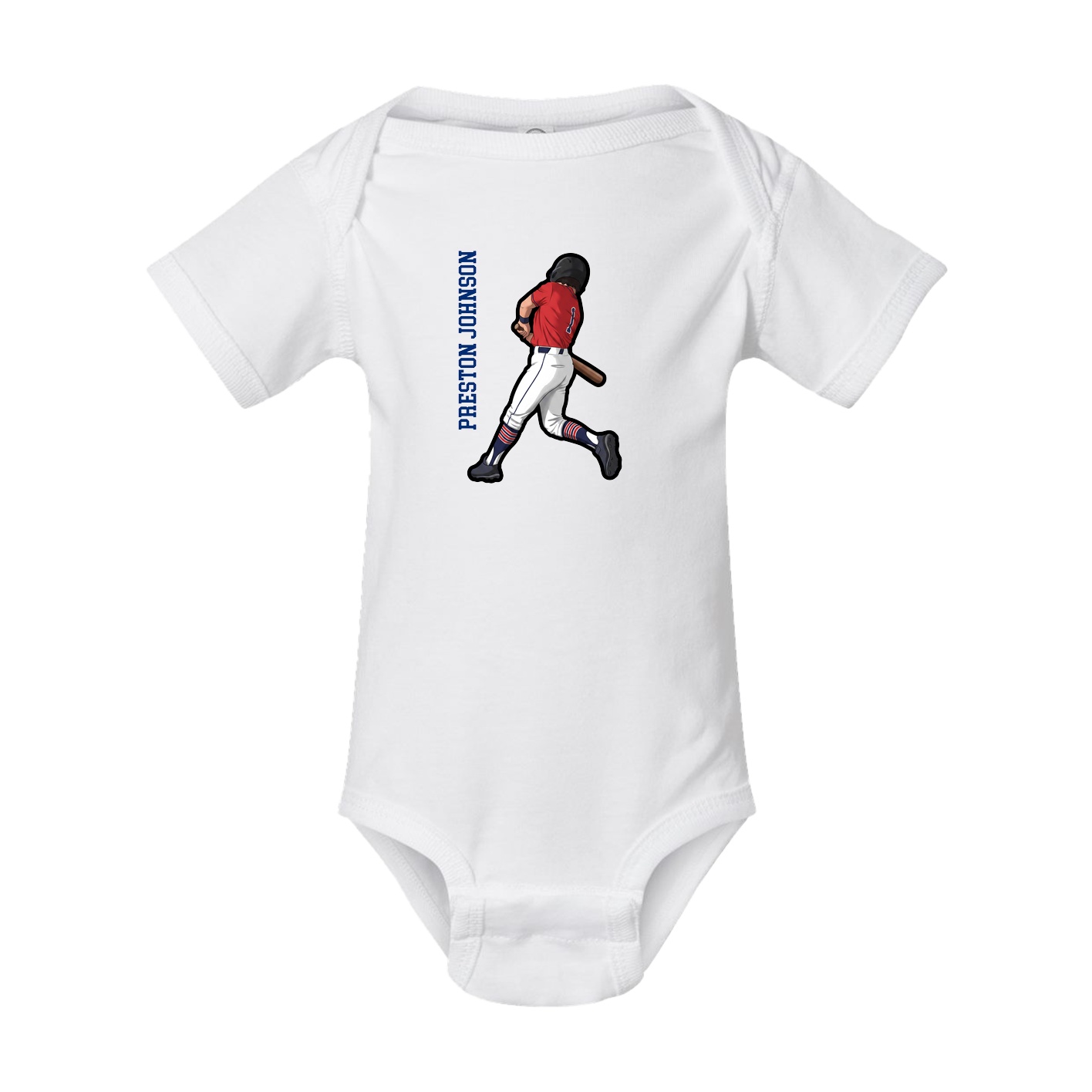 Baby Onesie — Name Vertical in White