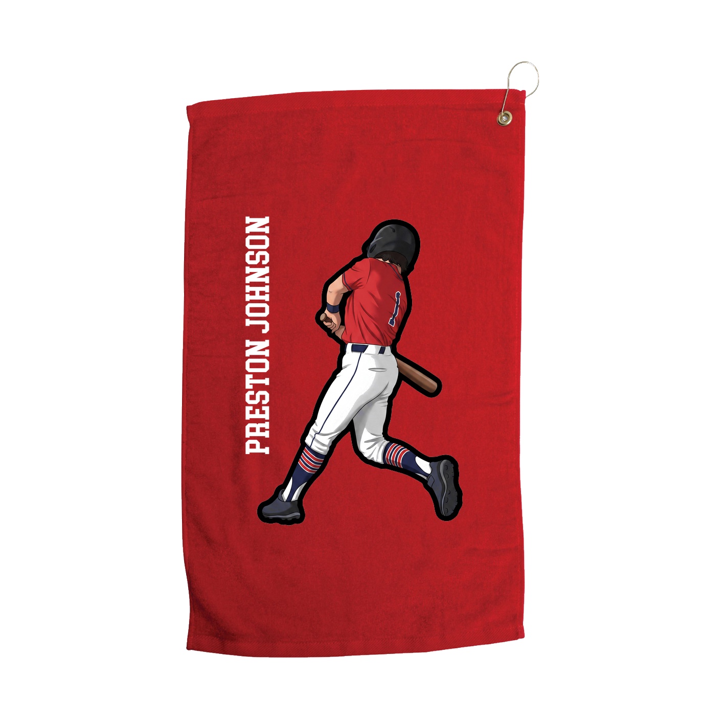 Golf Towel — Name Vertical in Red