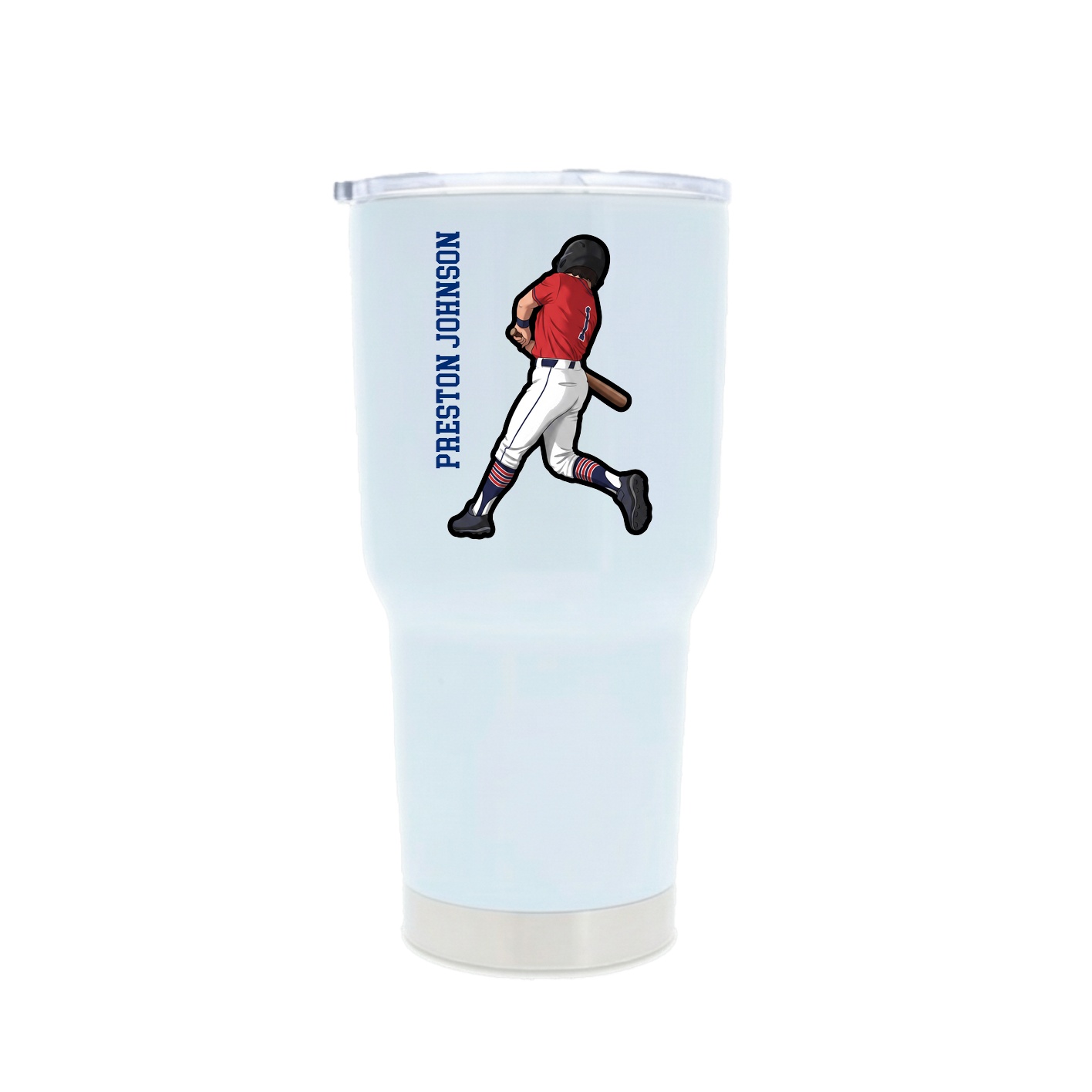 30oz Stainless Steel Tumbler — Name Vertical in White