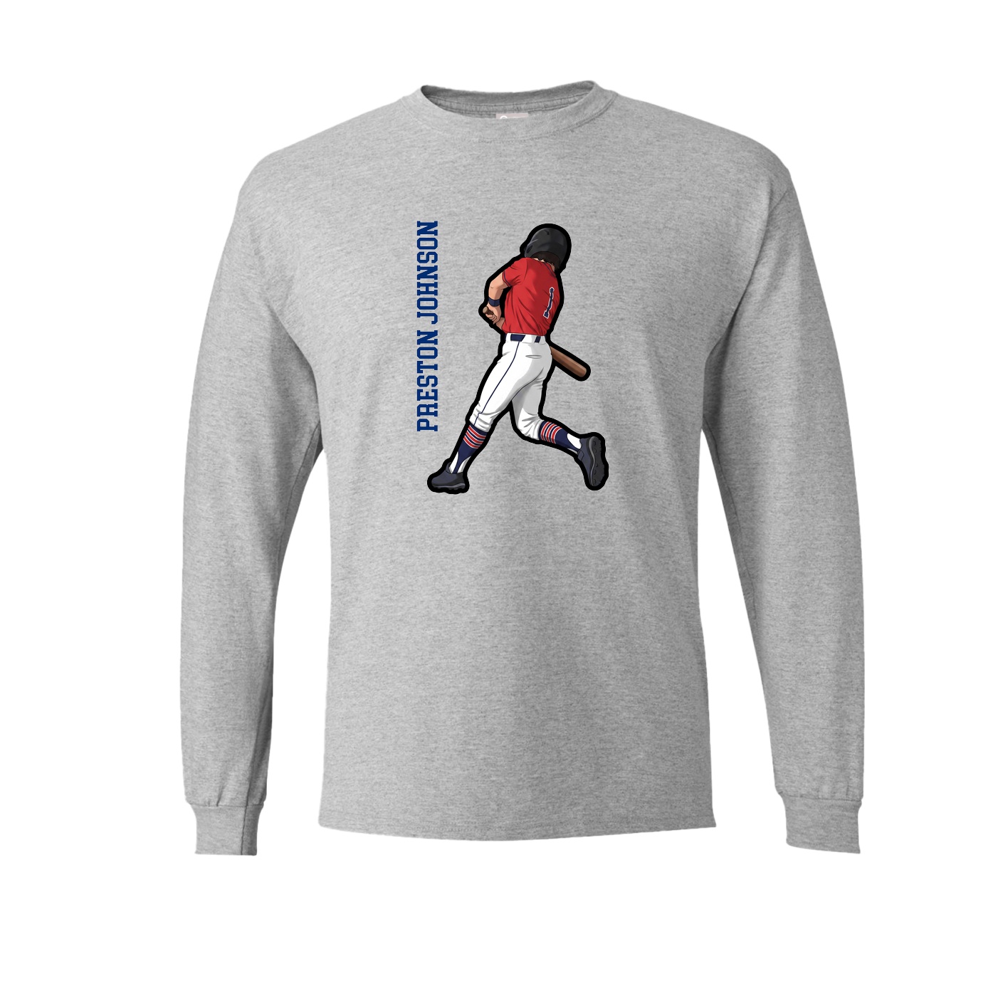 Long Sleeve Tee — Name Vertical in Grey