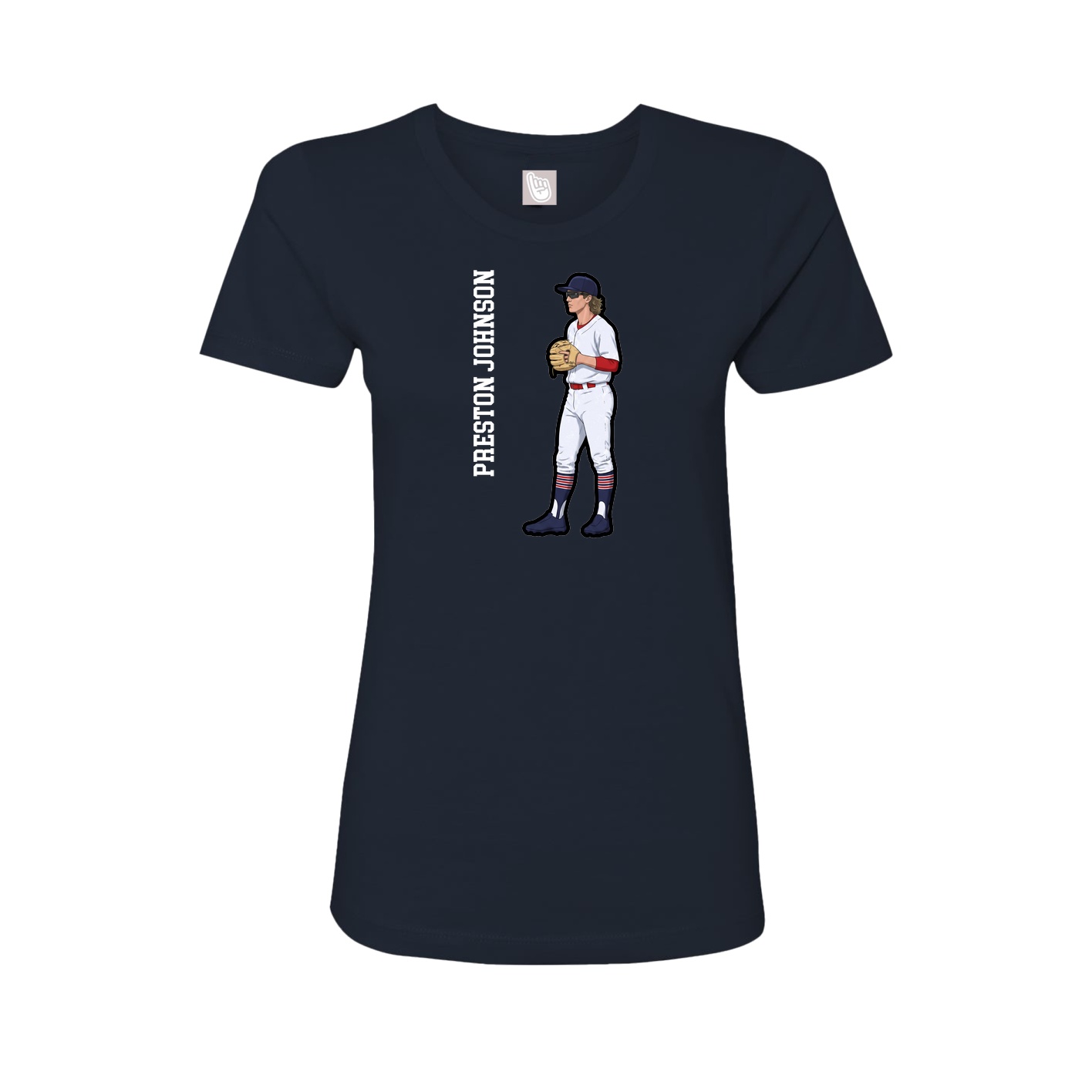 Fitted Women's Tee — Name Vertical in Navy