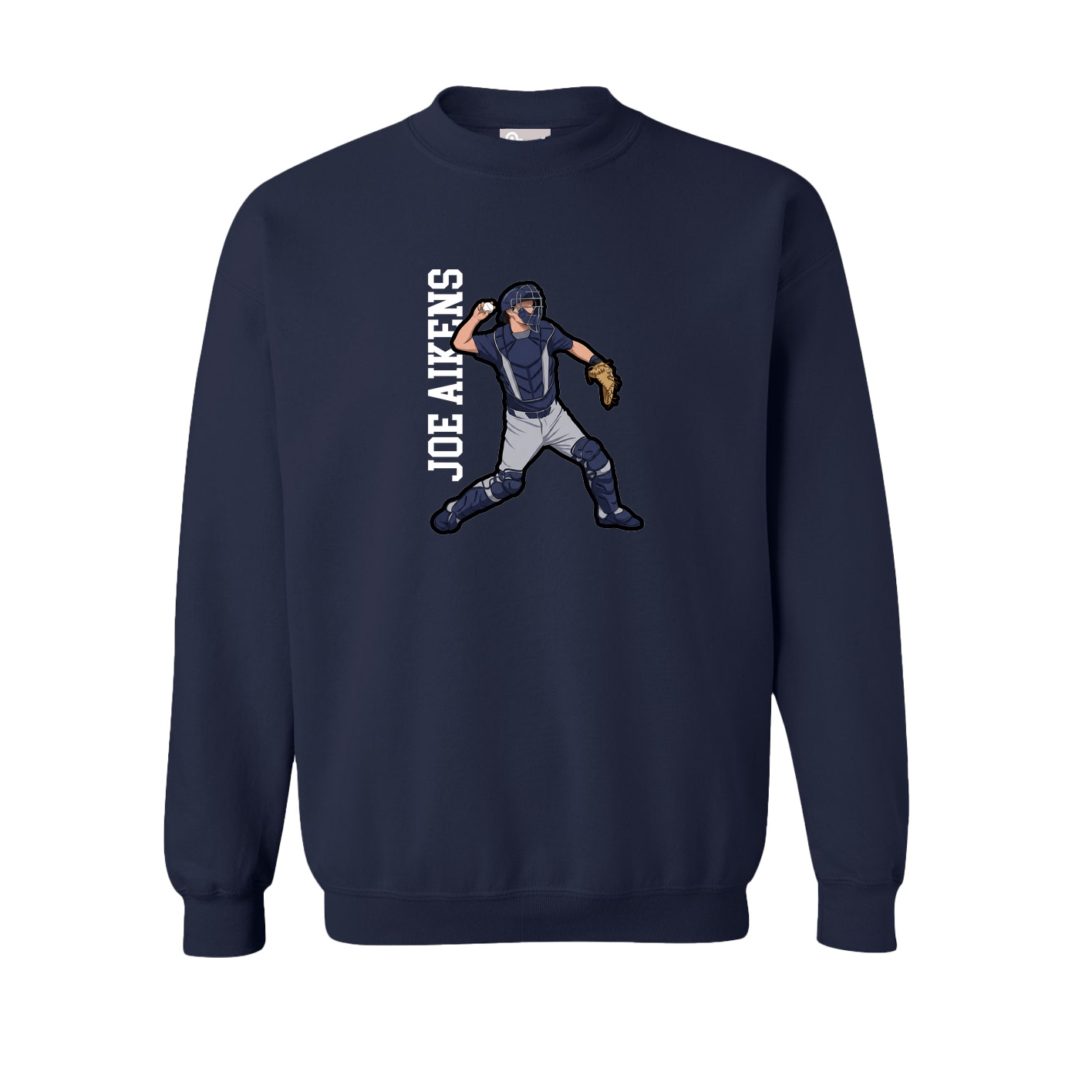 Fleece Crew — Name Vertical in Navy