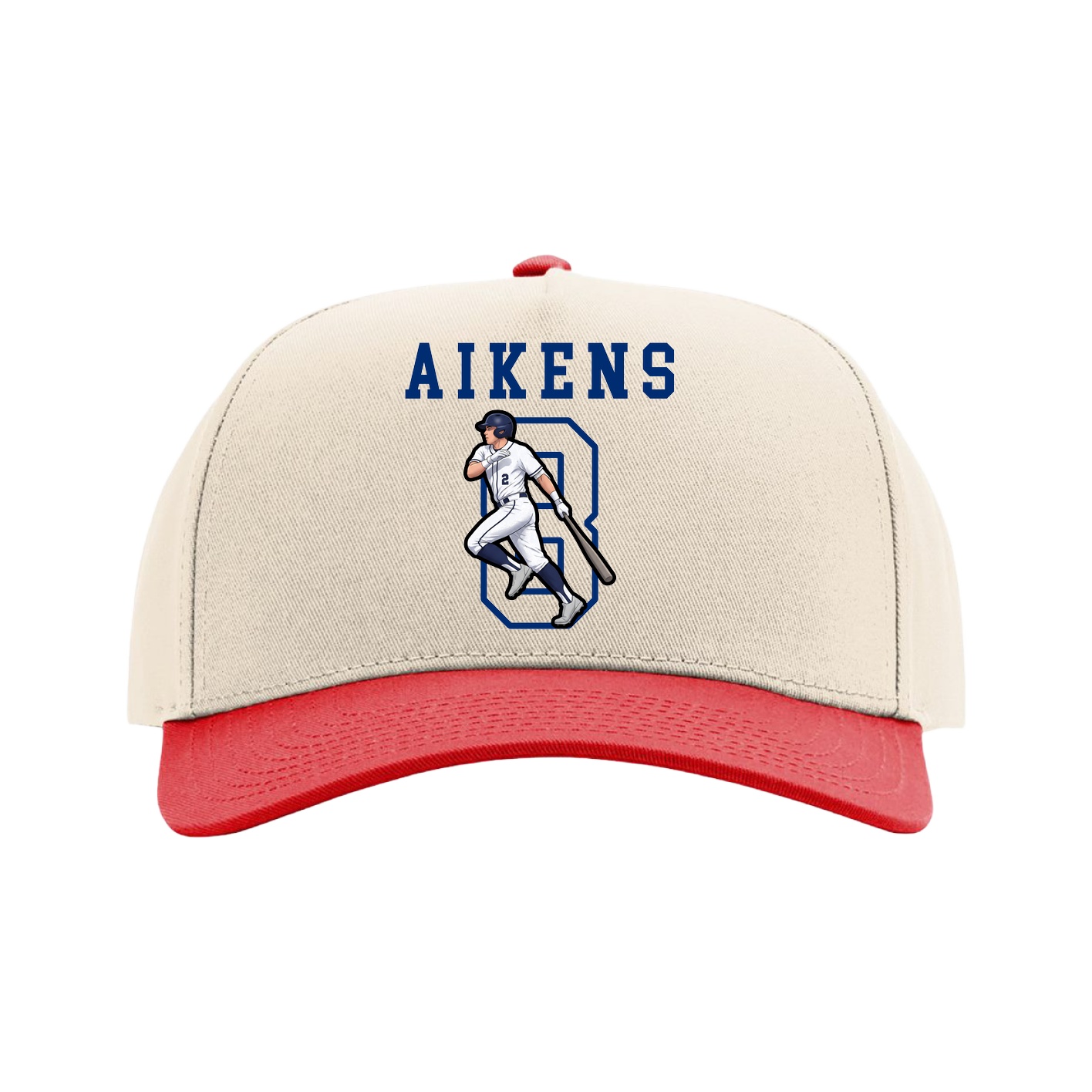 Full Fabric Five-Panel Champ Cap — Shirsey in Cream/Red