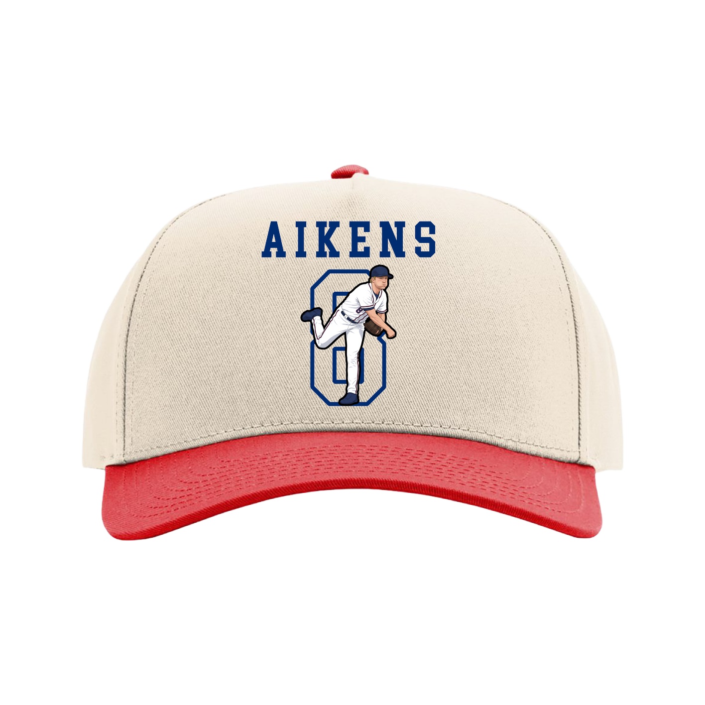 Full Fabric Five-Panel Champ Cap — Shirsey in Cream/Red