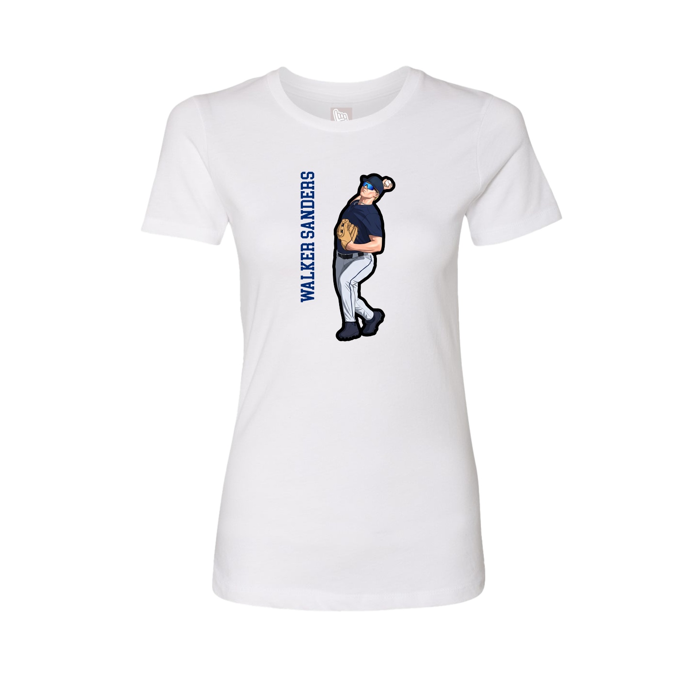 Fitted Women's Tee — Name Vertical in White