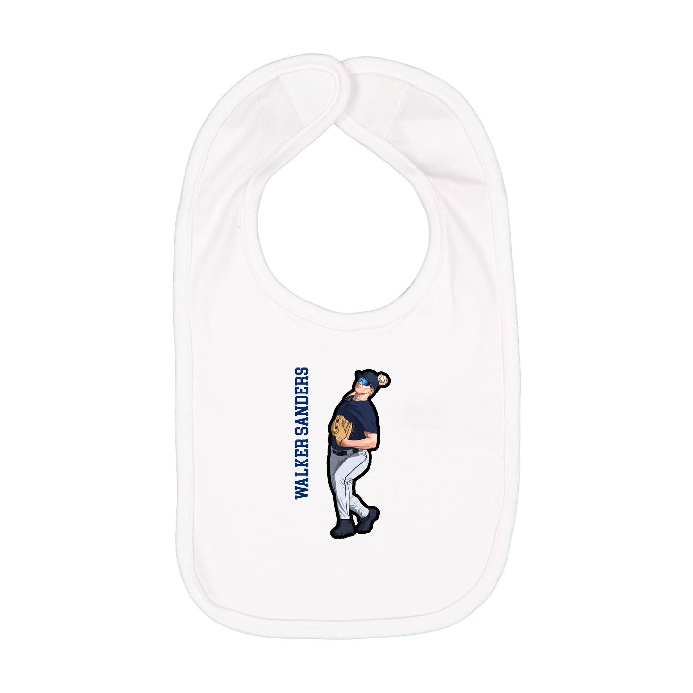 Infant Bib — Name Vertical in White