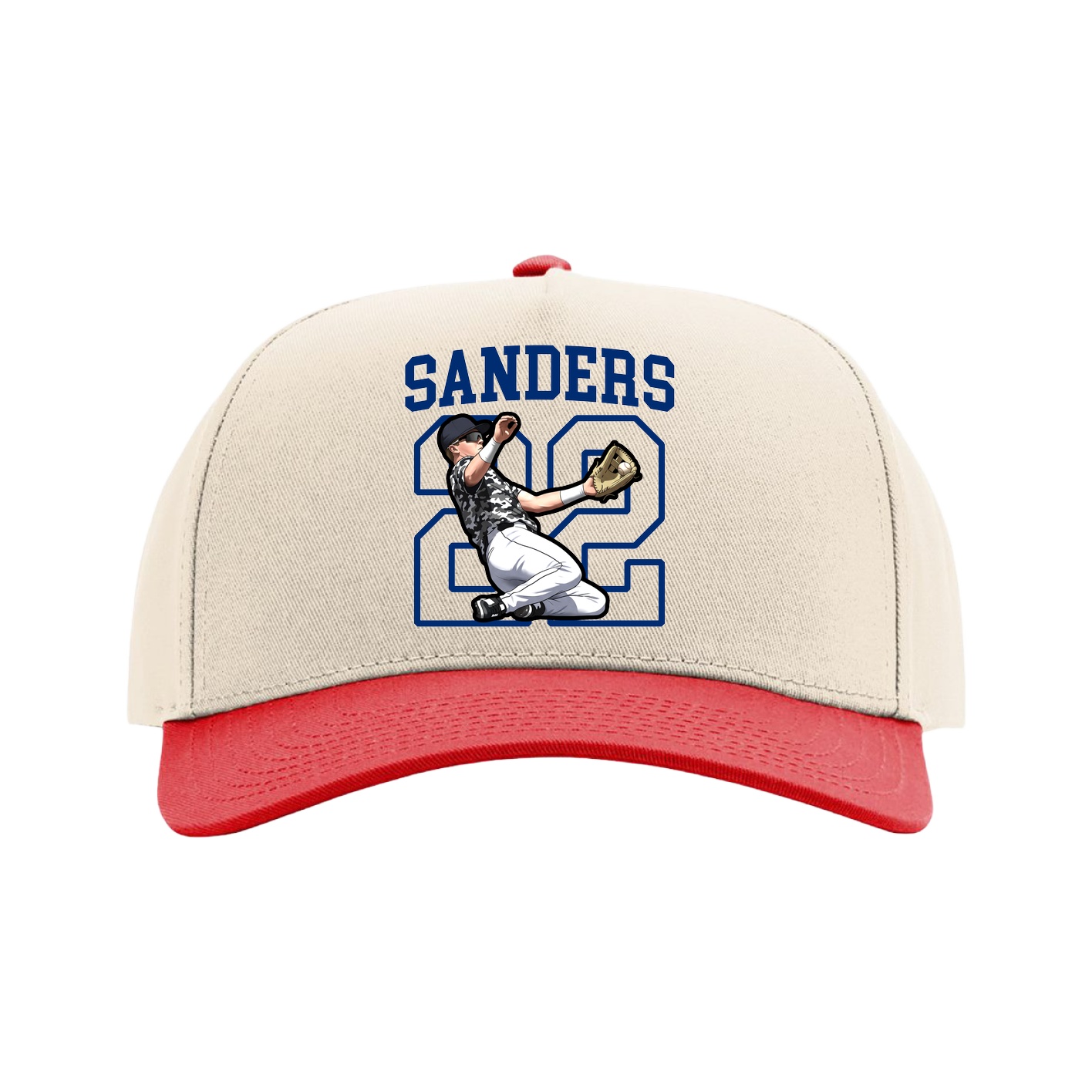 Full Fabric Five-Panel Champ Cap — Shirsey in Cream/Red