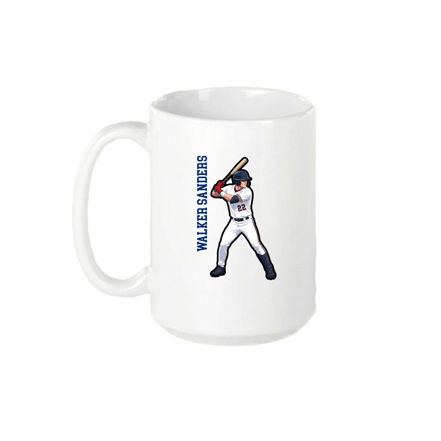 15oz Coffee Mug — Name Vertical in White