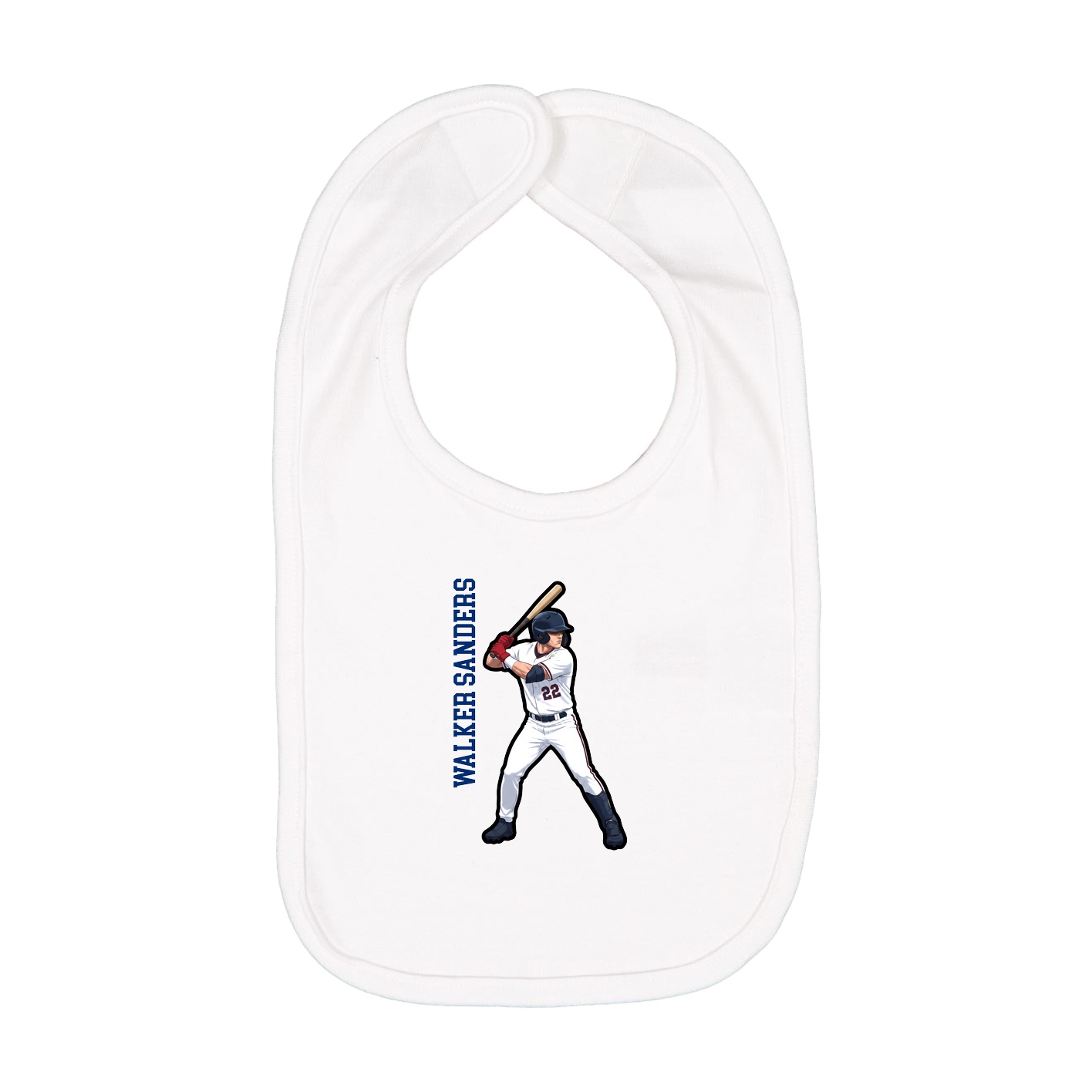 Infant Bib — Name Vertical in White