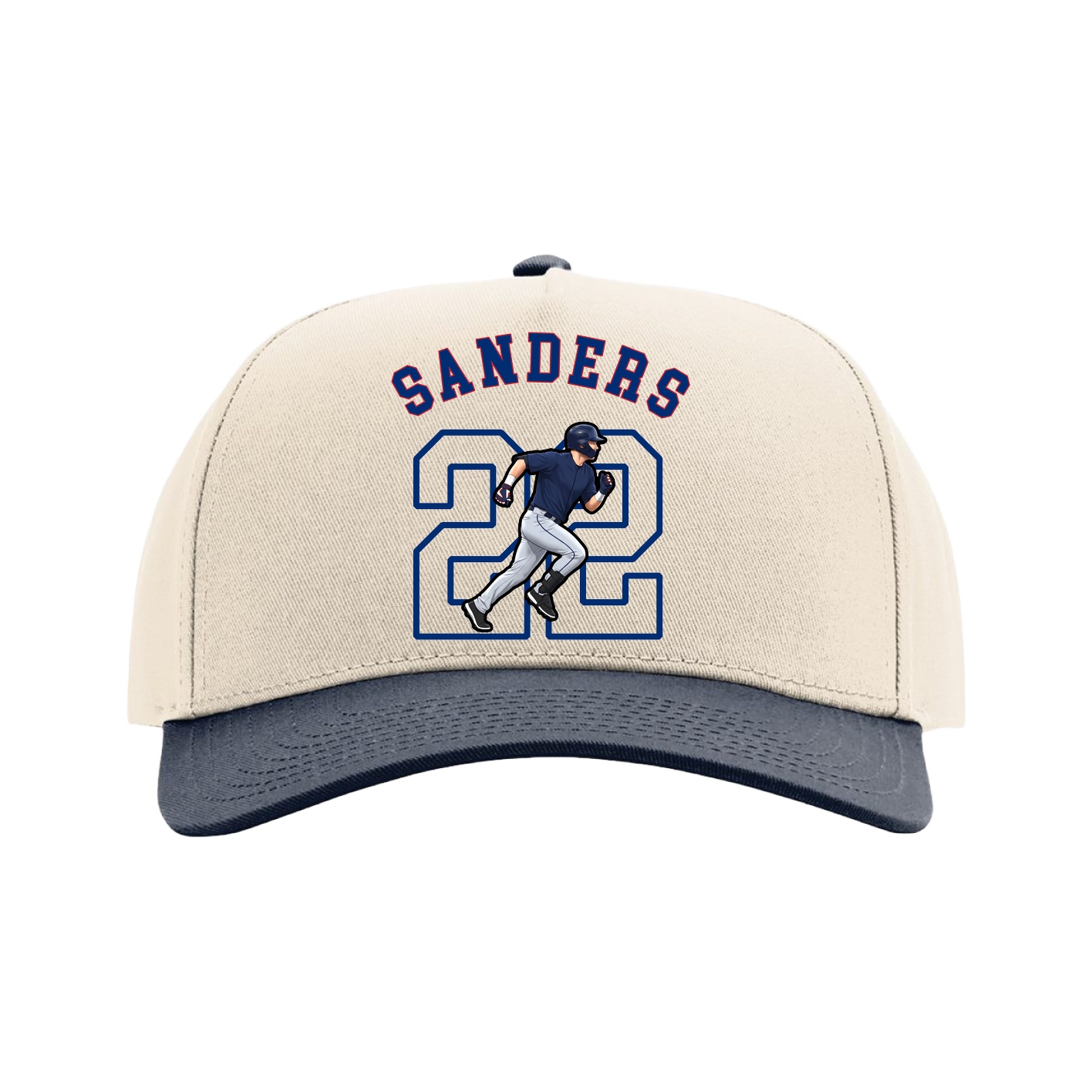 Full Fabric Five-Panel Champ Cap — Shirsey Arch in Cream/Navy