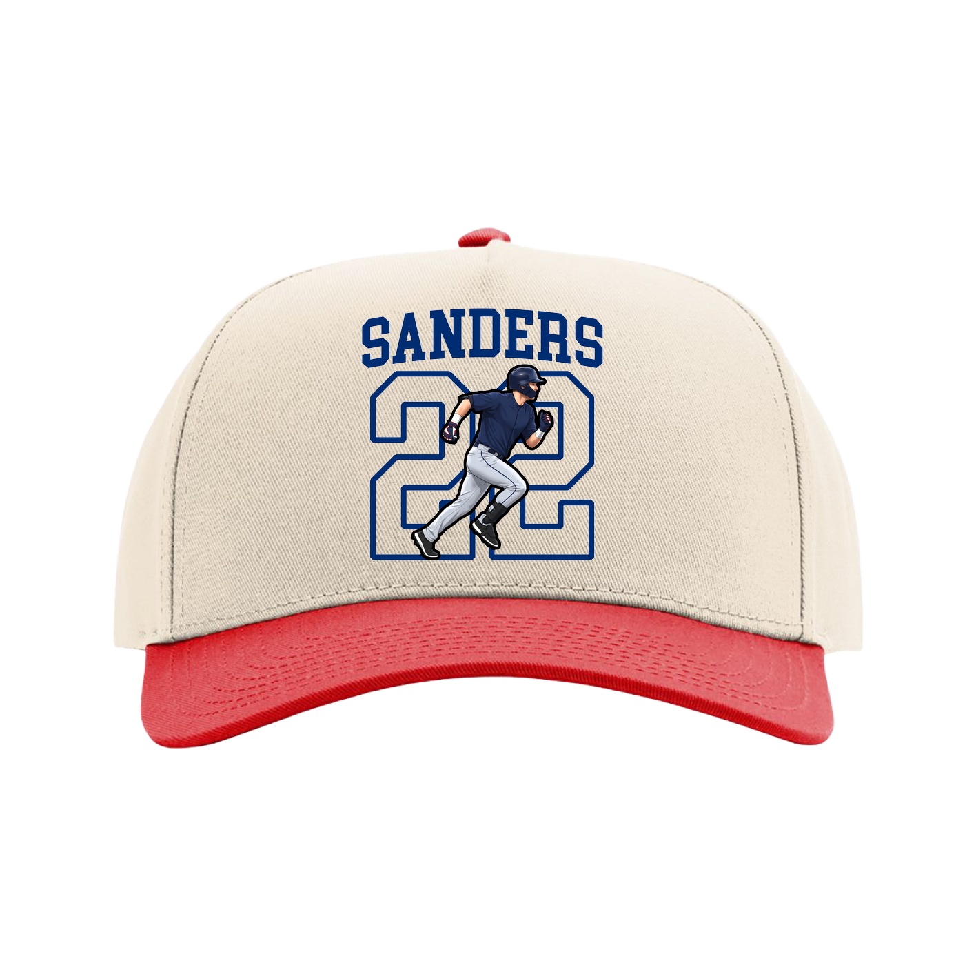 Full Fabric Five-Panel Champ Cap — Shirsey in Cream/Red