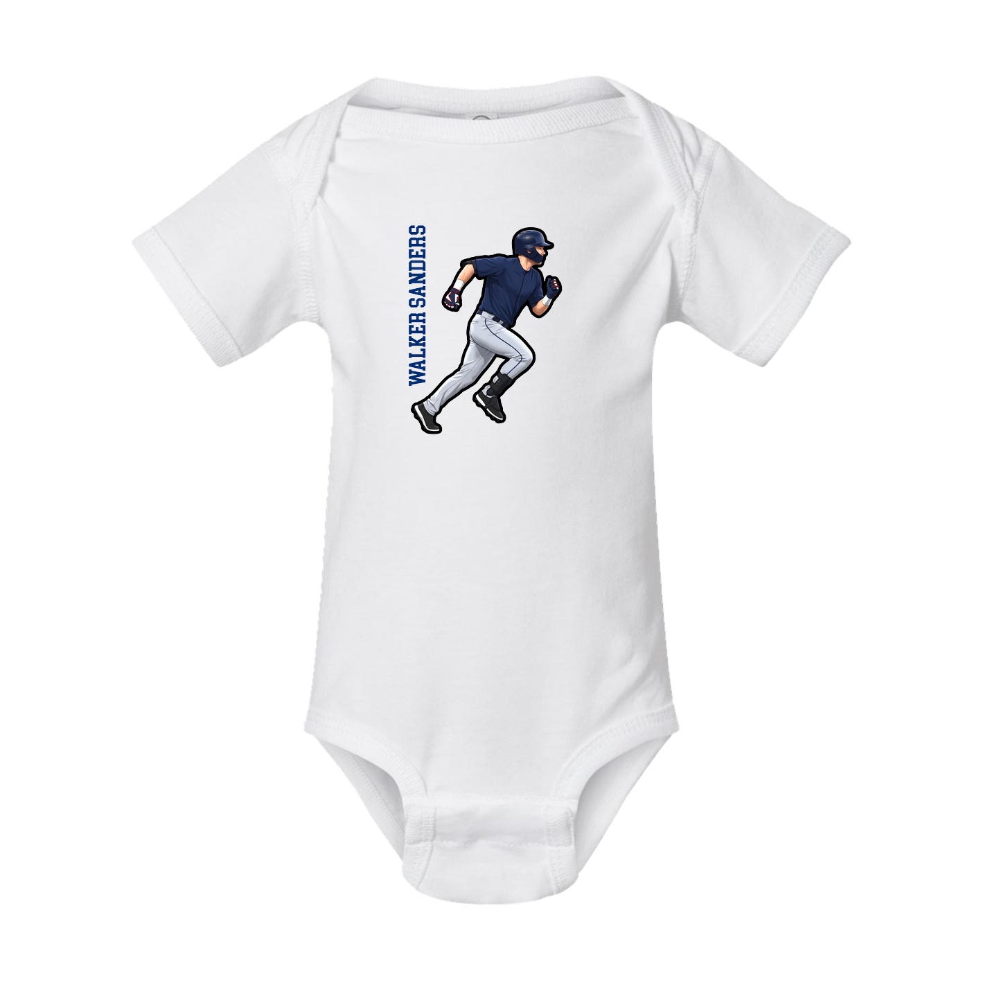 Baby Onesie — Name Vertical in White