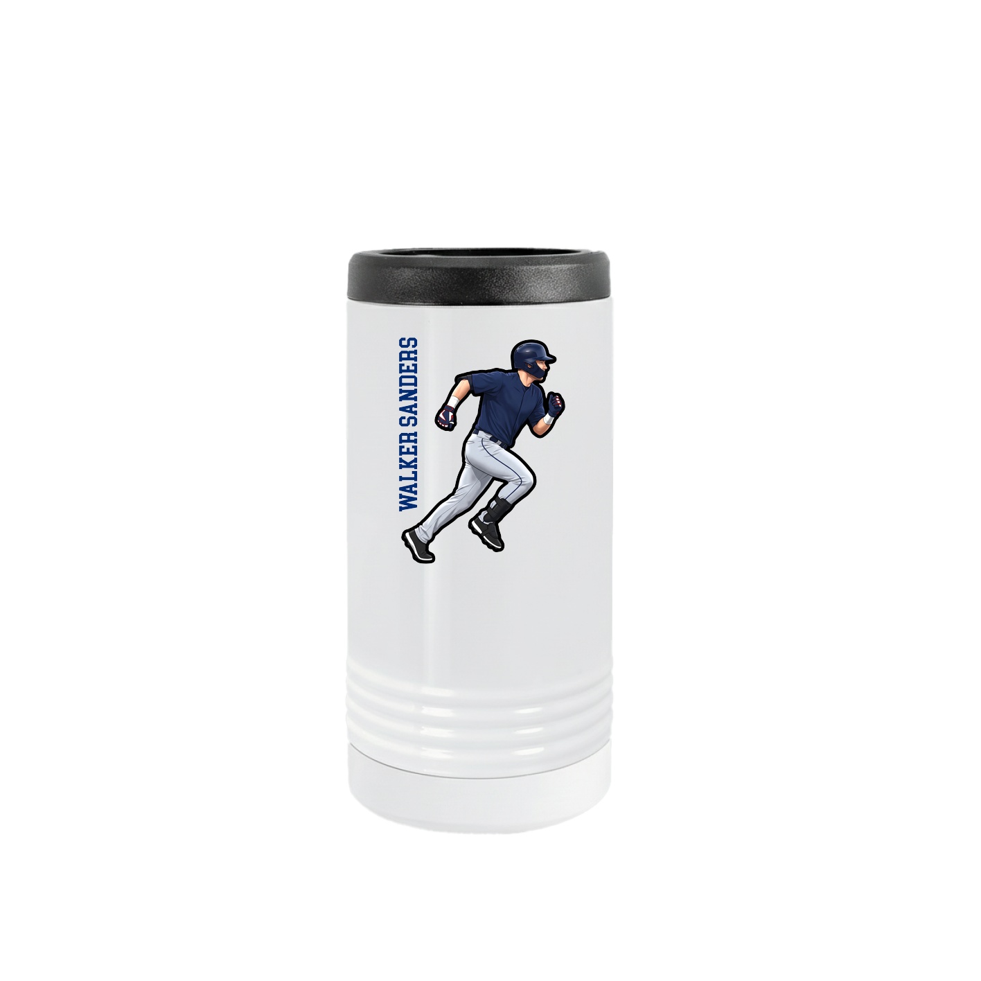 Slim Beverage Holder — Name Vertical in White