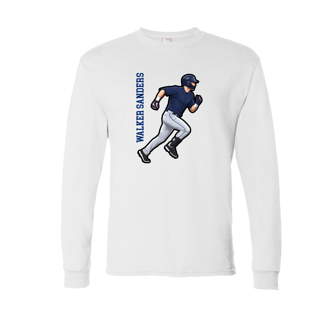 Long Sleeve Tee — Name Vertical in White