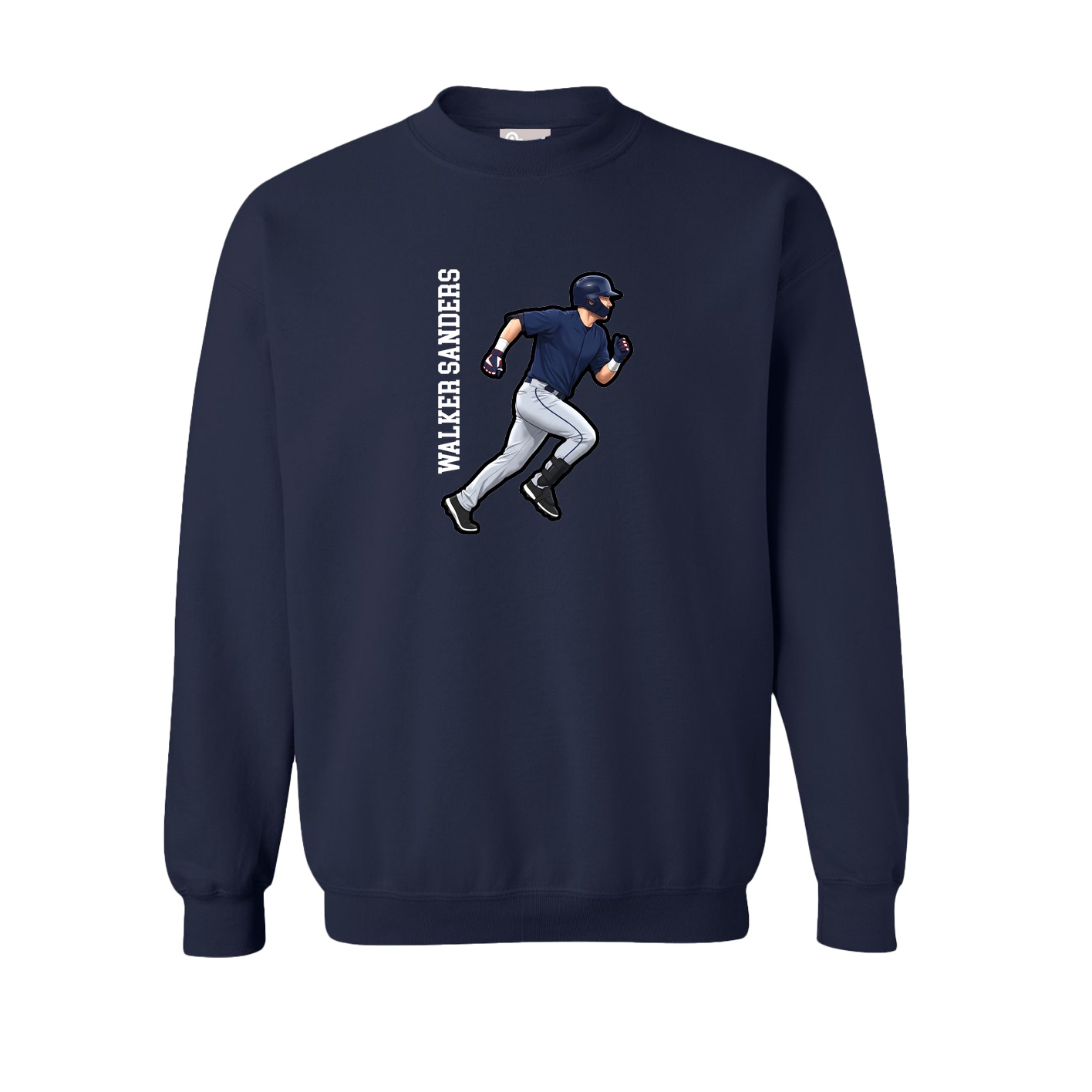 Fleece Crew — Name Vertical in Navy