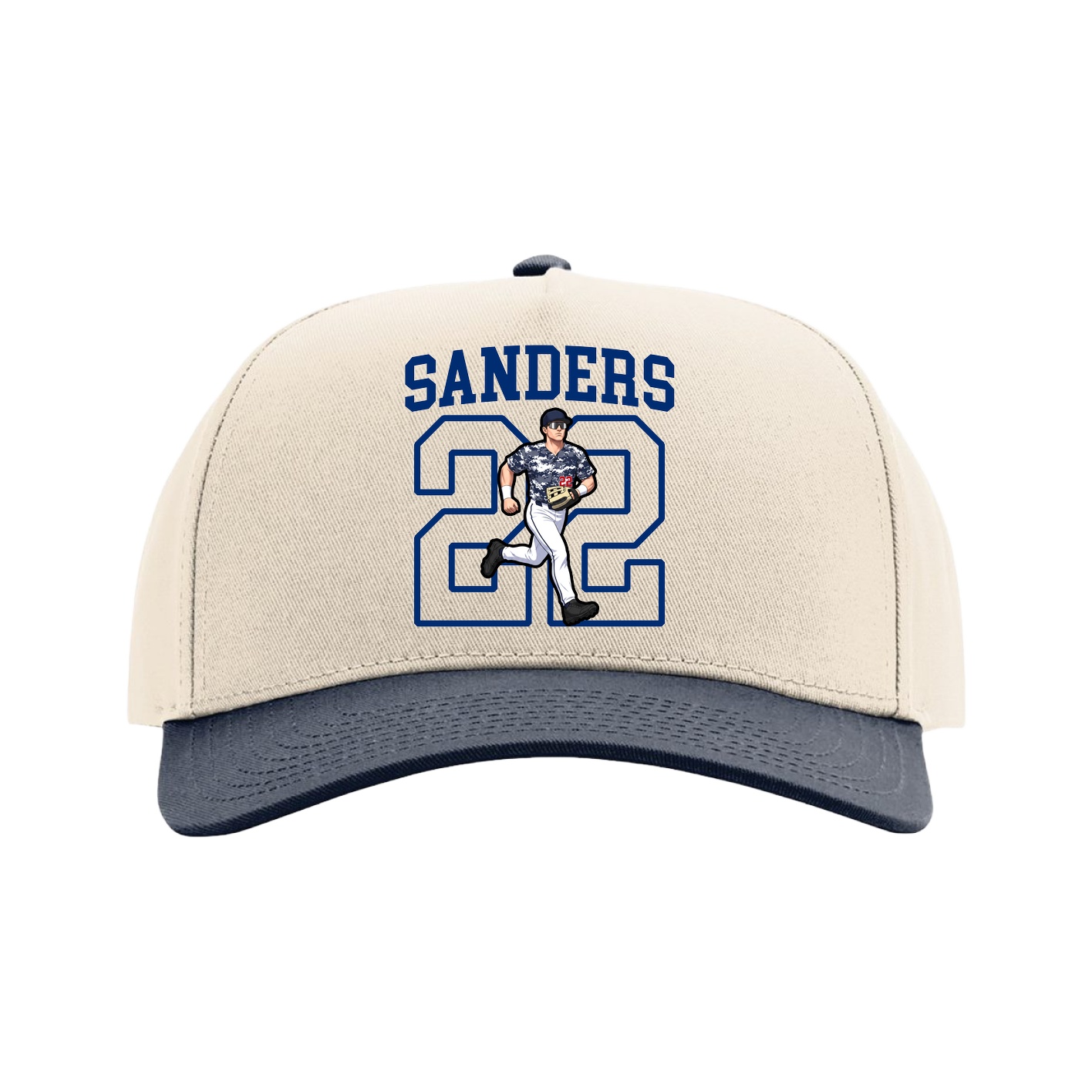 Full Fabric Five-Panel Champ Cap — Shirsey in Cream/Navy