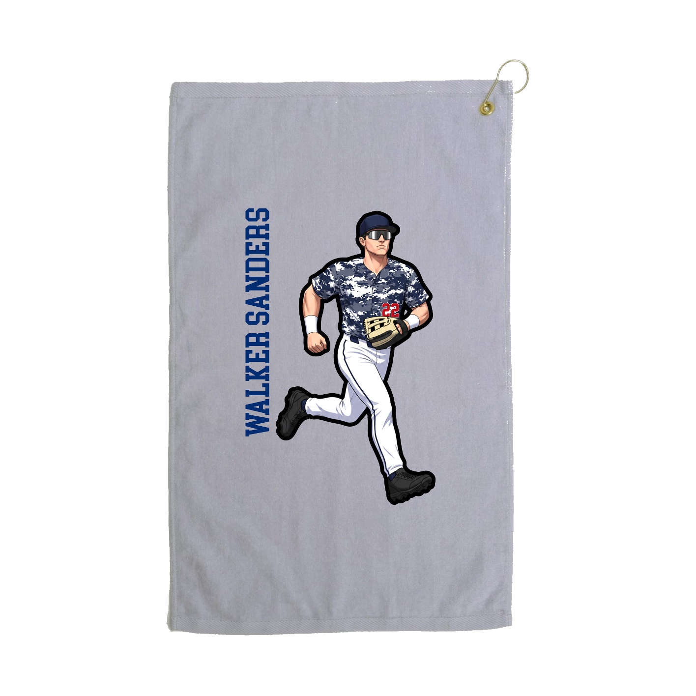 Golf Towel — Name Vertical in Grey