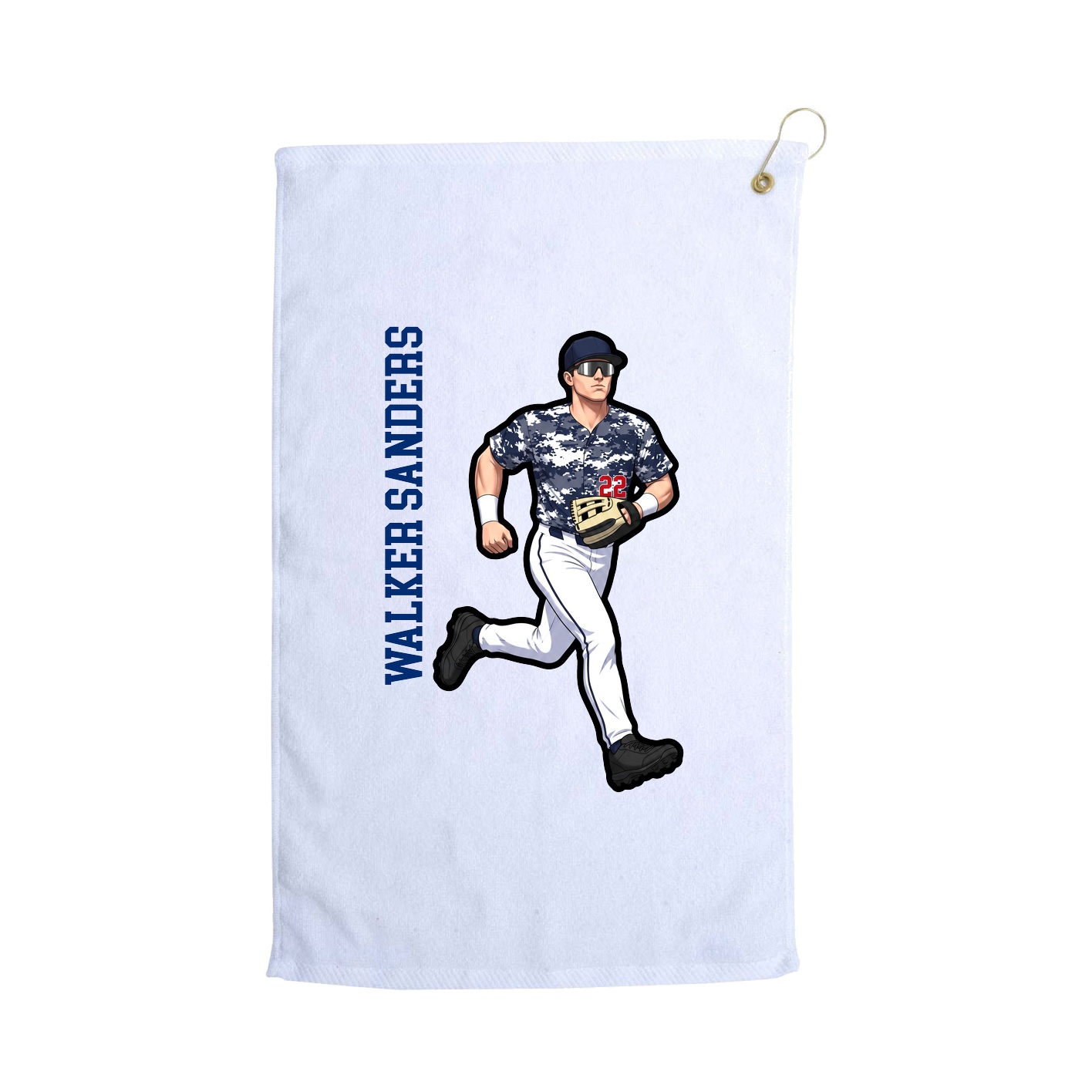 Golf Towel — Name Vertical in White