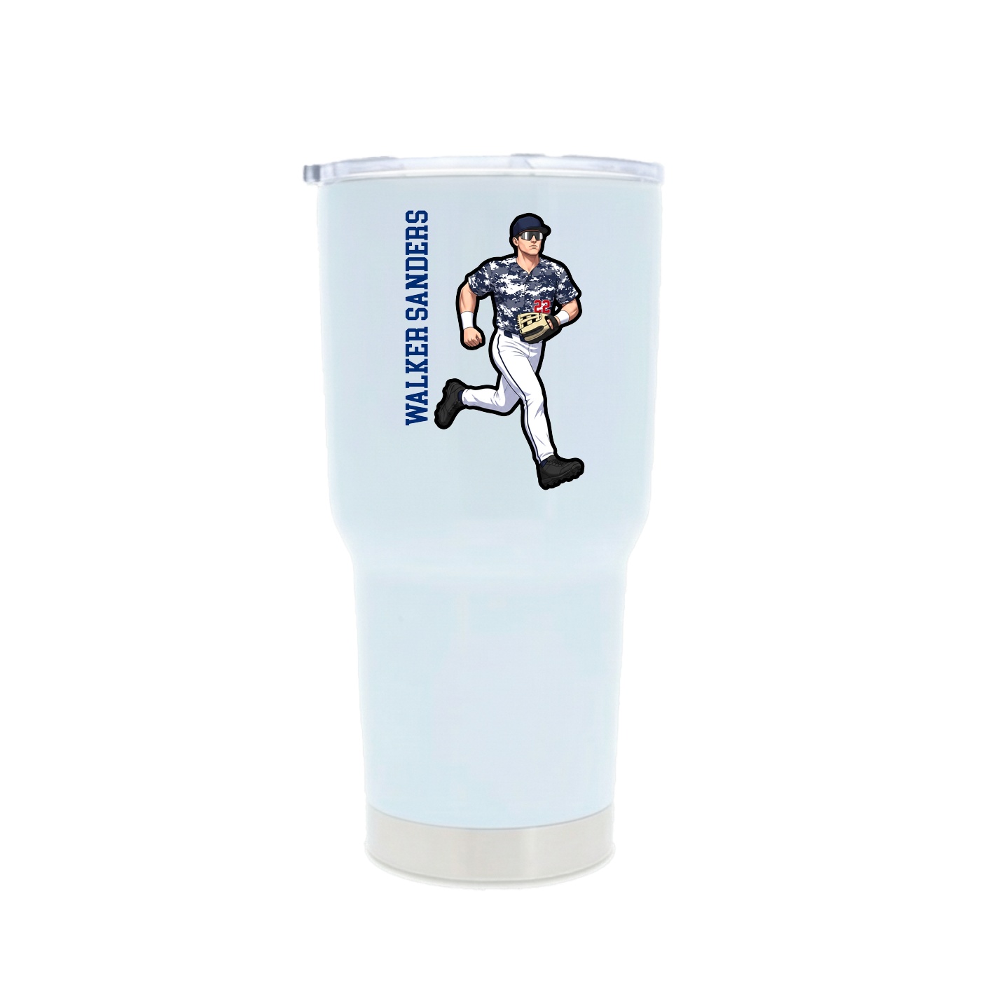 30oz Stainless Steel Tumbler — Name Vertical in White