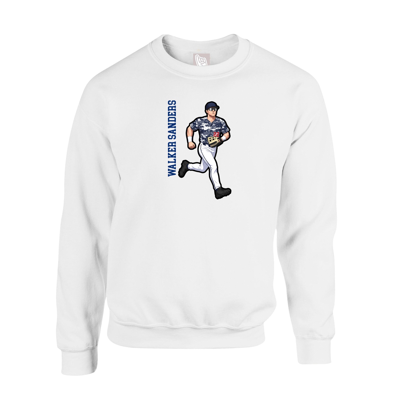 Fleece Crew — Name Vertical in White