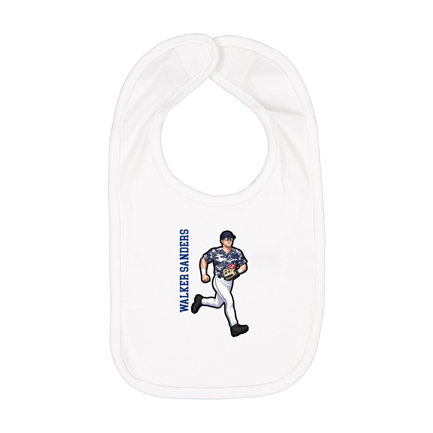 Infant Bib — Name Vertical in White