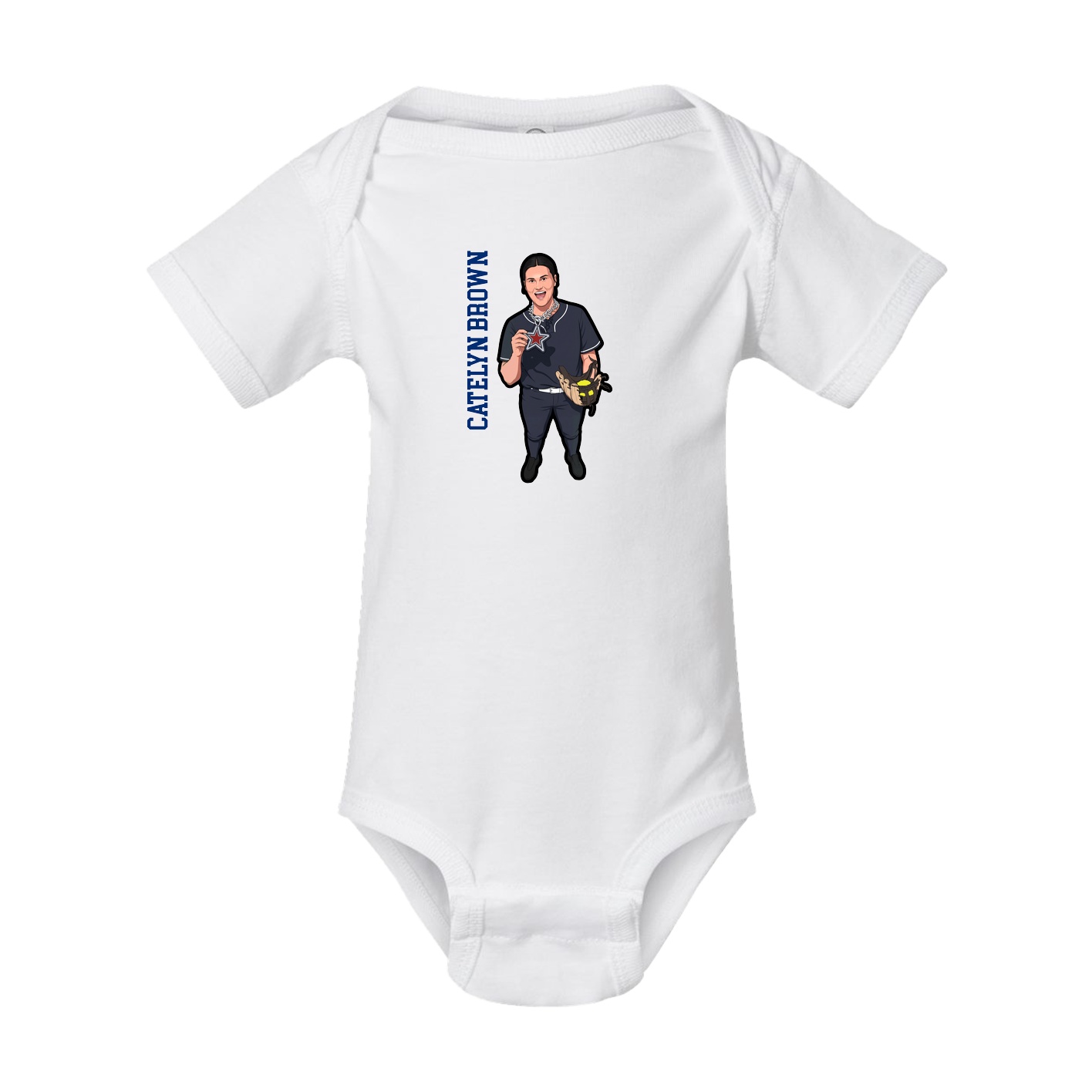 Baby Onesie — Name Vertical in White