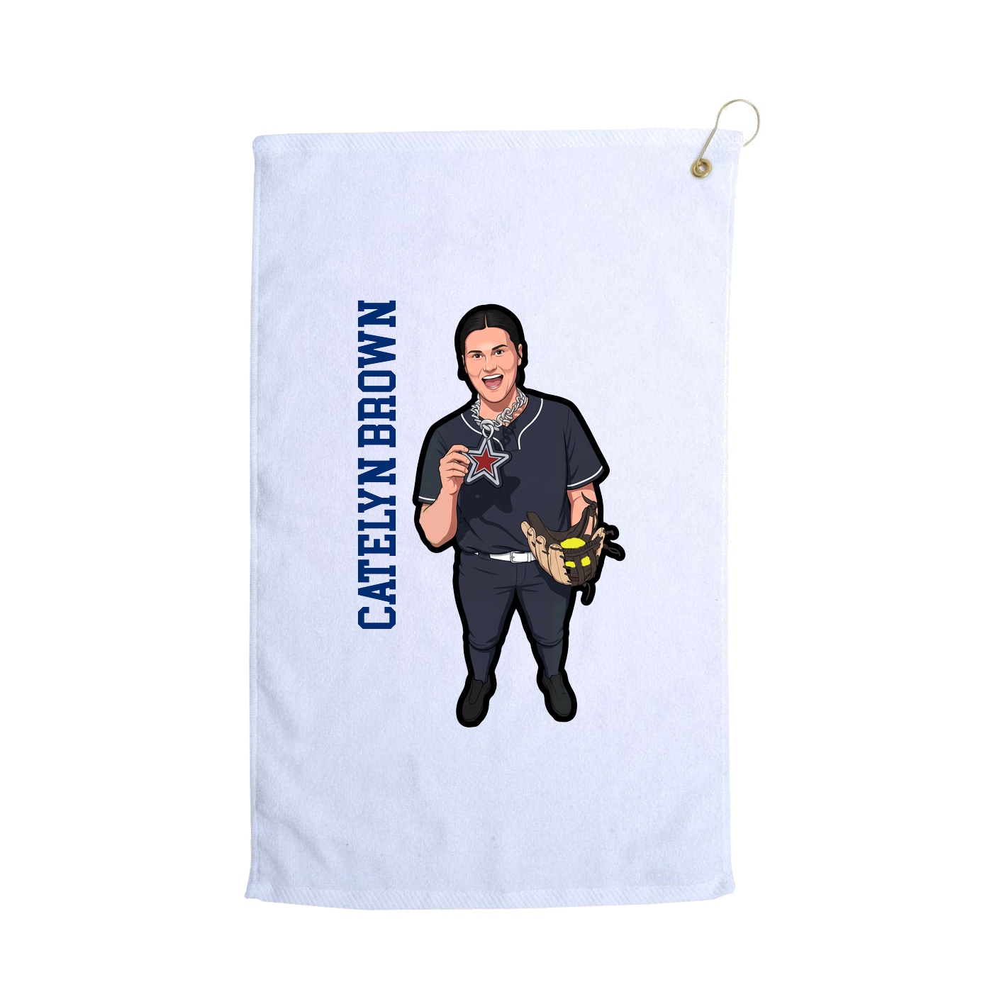 Golf Towel — Name Vertical in White