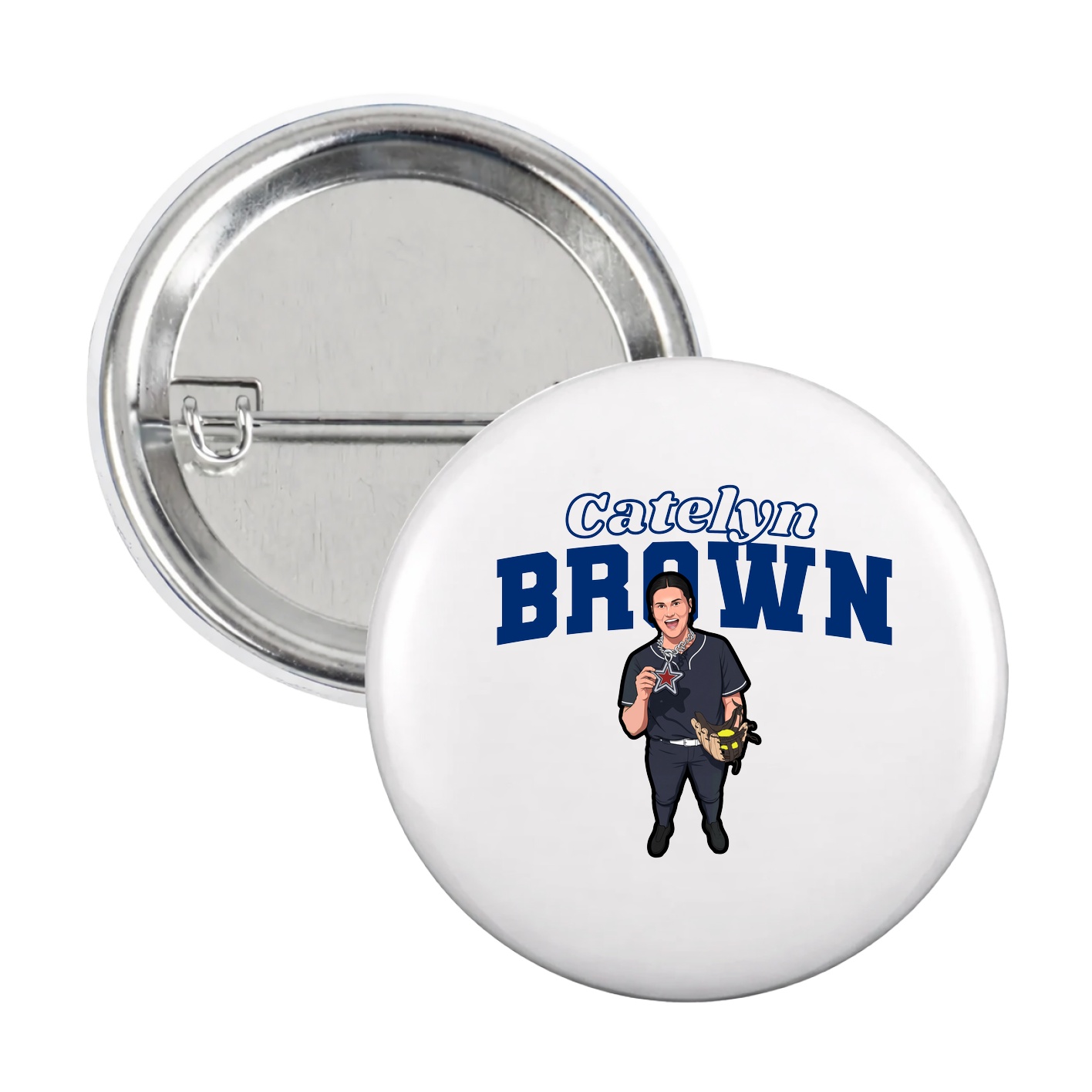 Game Day Button — Name Arch in White