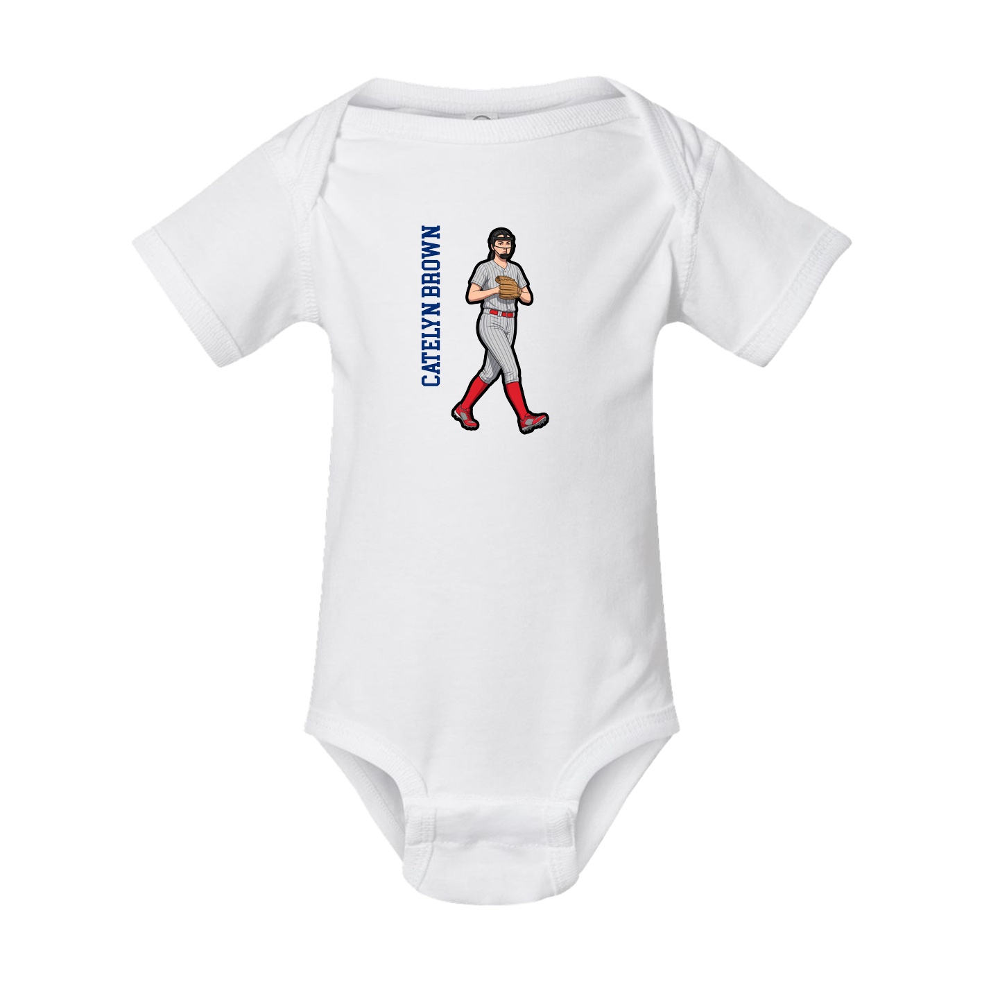 Baby Onesie — Name Vertical in White