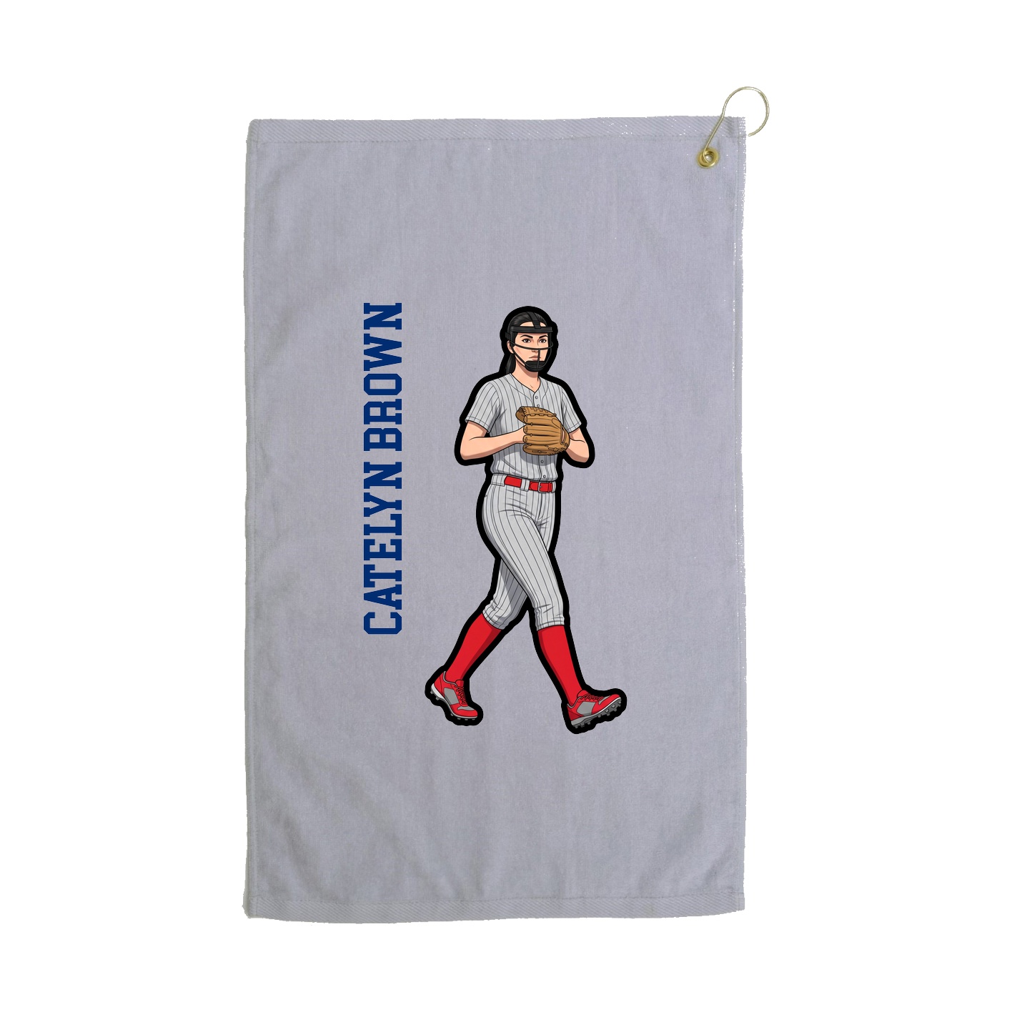 Golf Towel — Name Vertical in Grey