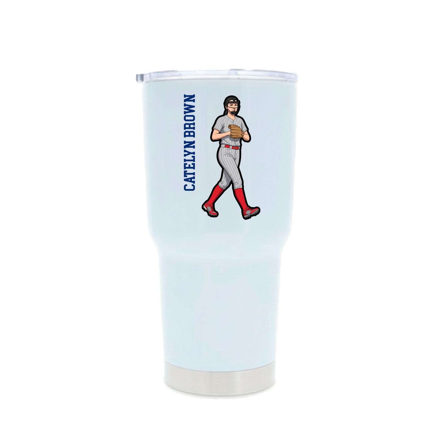 30oz Stainless Steel Tumbler — Name Vertical in White