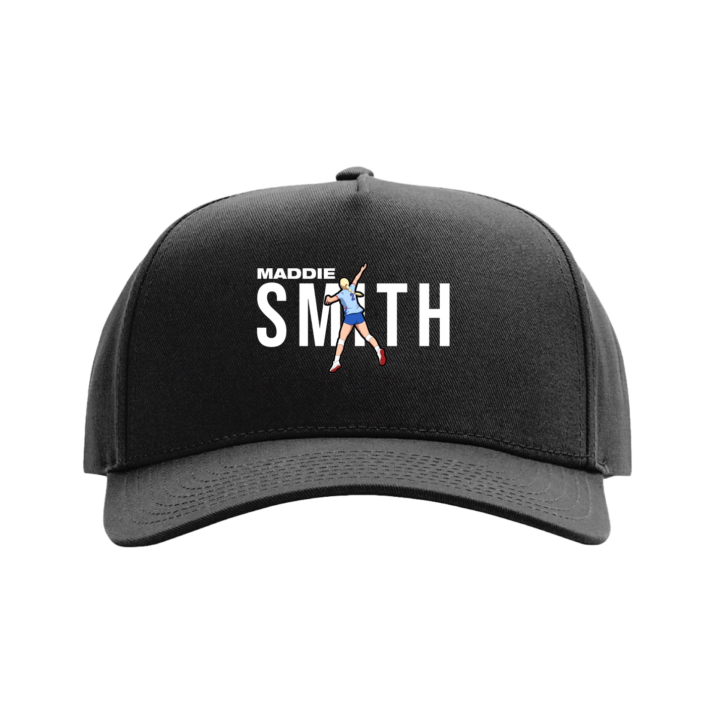 Full Fabric Five-Panel Champ Cap — Player Name in Black