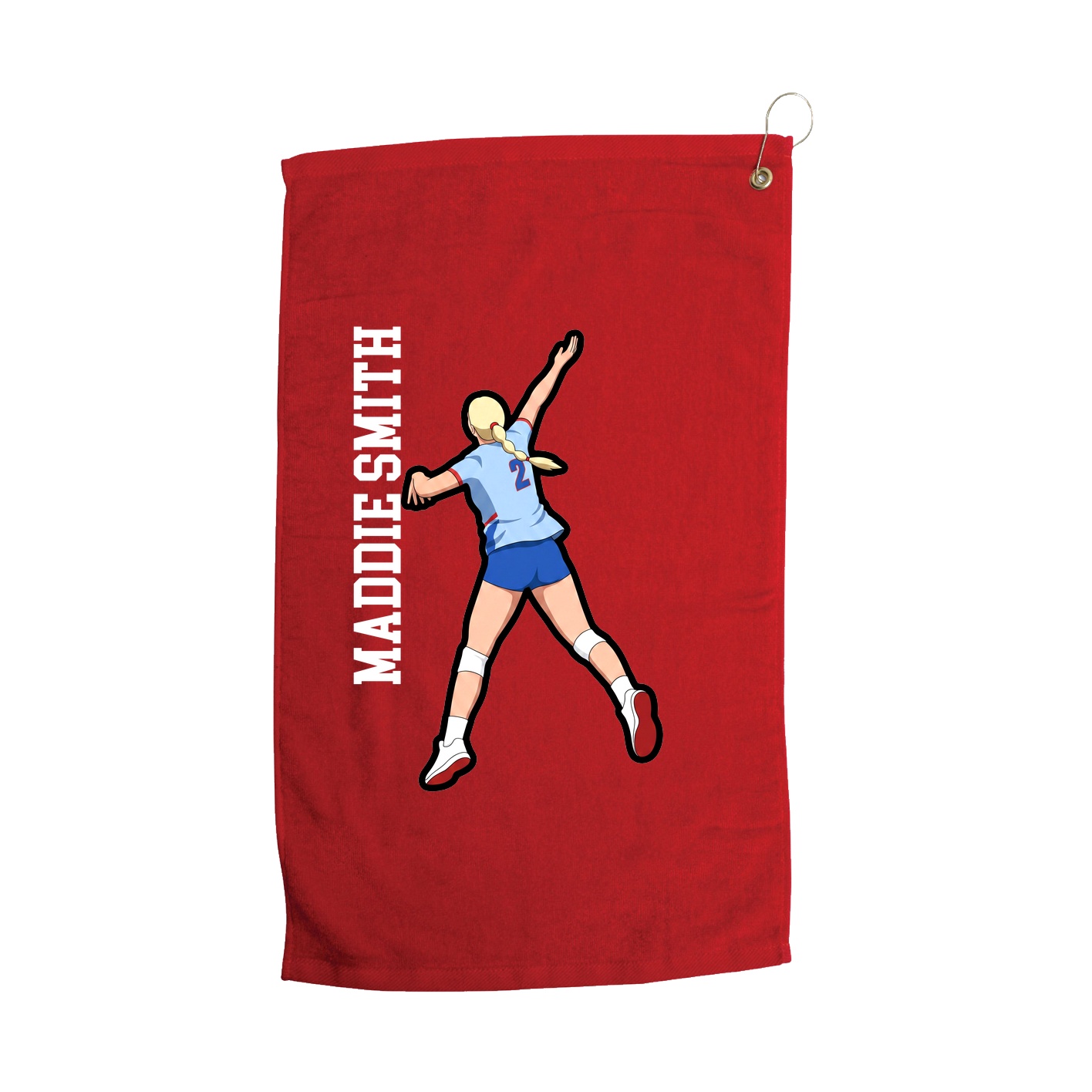 Golf Towel — Name Vertical in Red