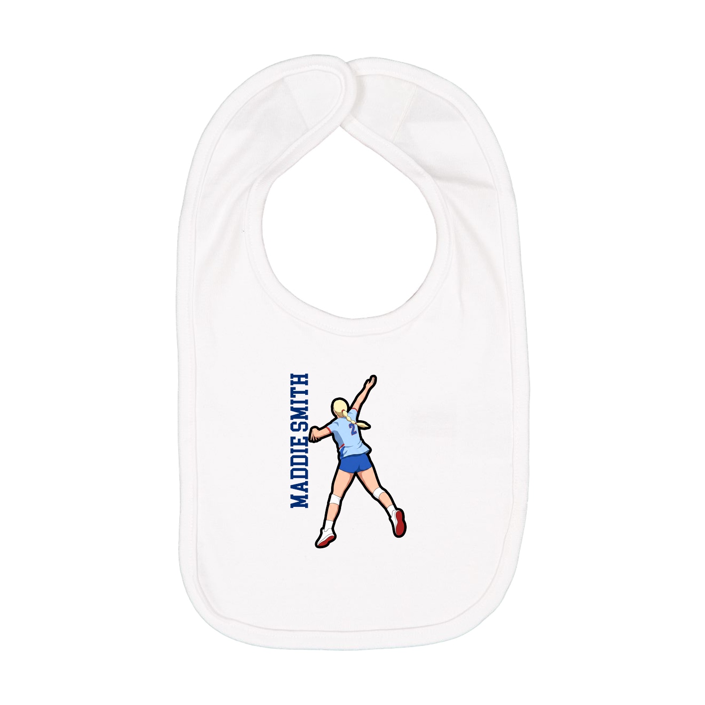 Infant Bib — Name Vertical in White