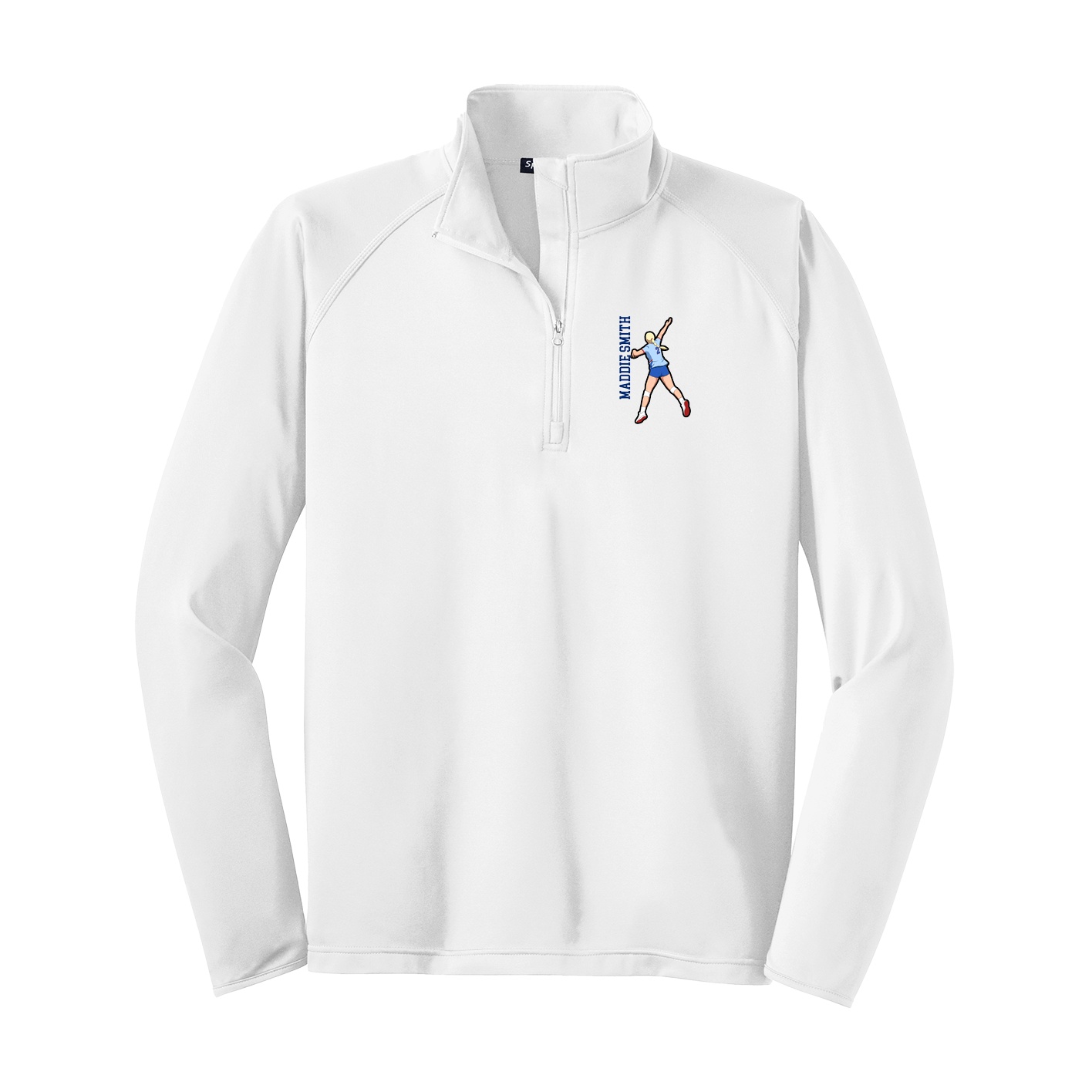 Q-Zip Pullover — Name Vertical in White