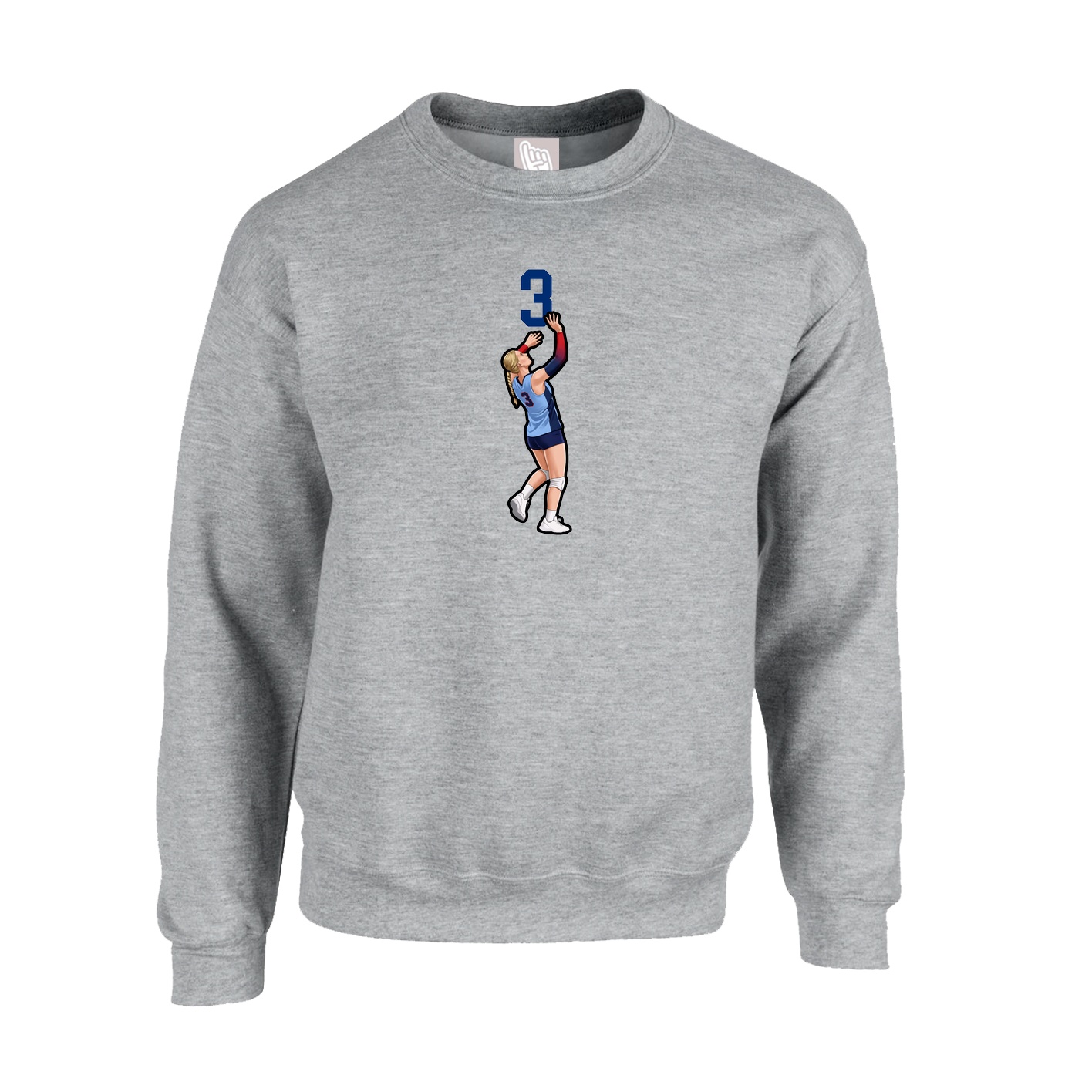 Fleece Crew — Number Top in Grey