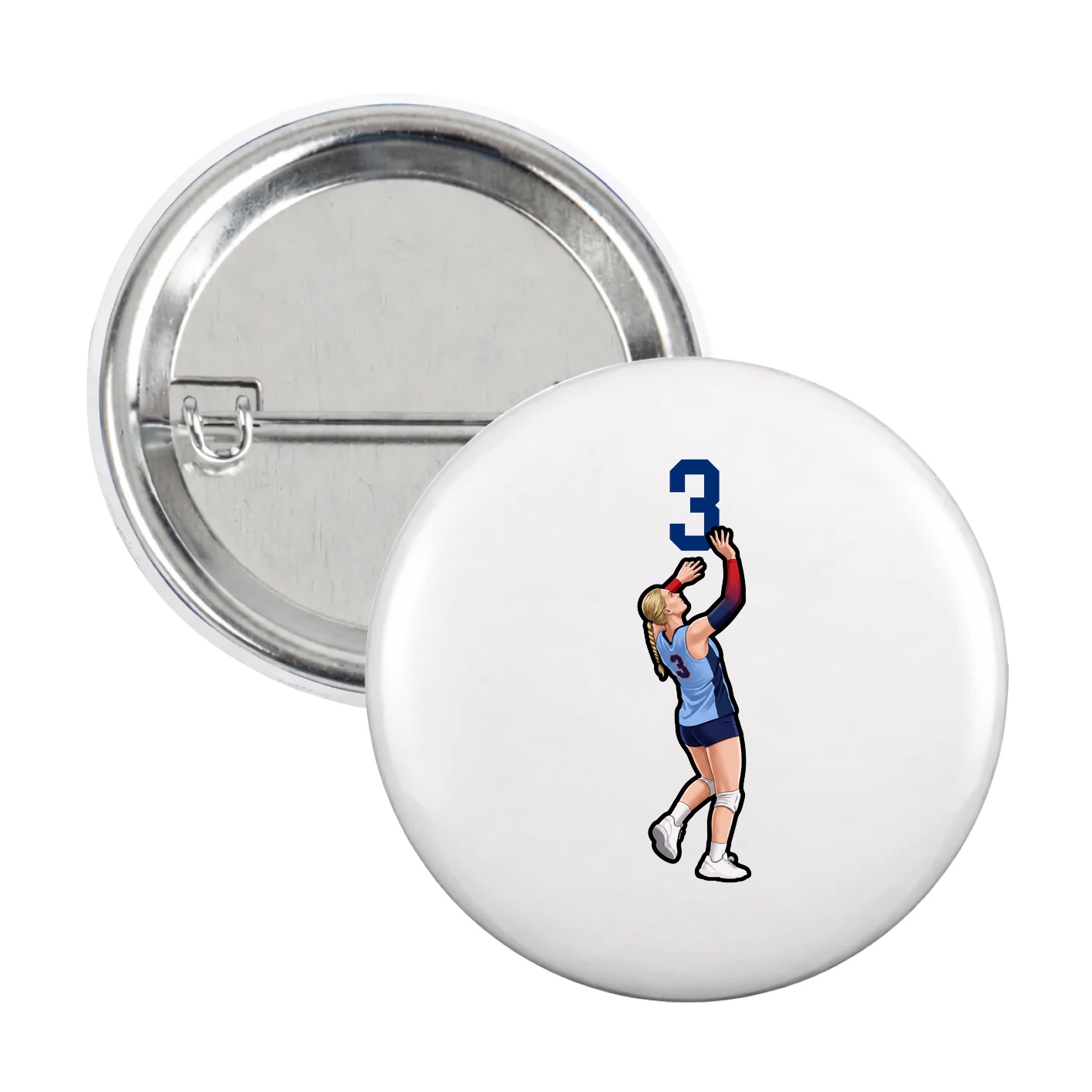 Game Day Button — Number Top in White