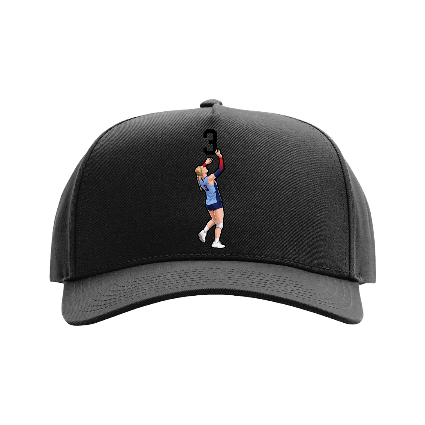 Full Fabric Five-Panel Champ Cap — Number Top in Black