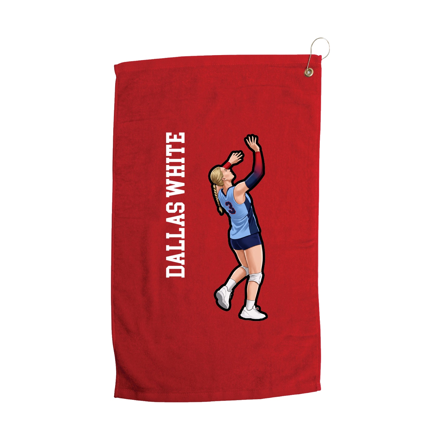 Golf Towel — Name Vertical in Red